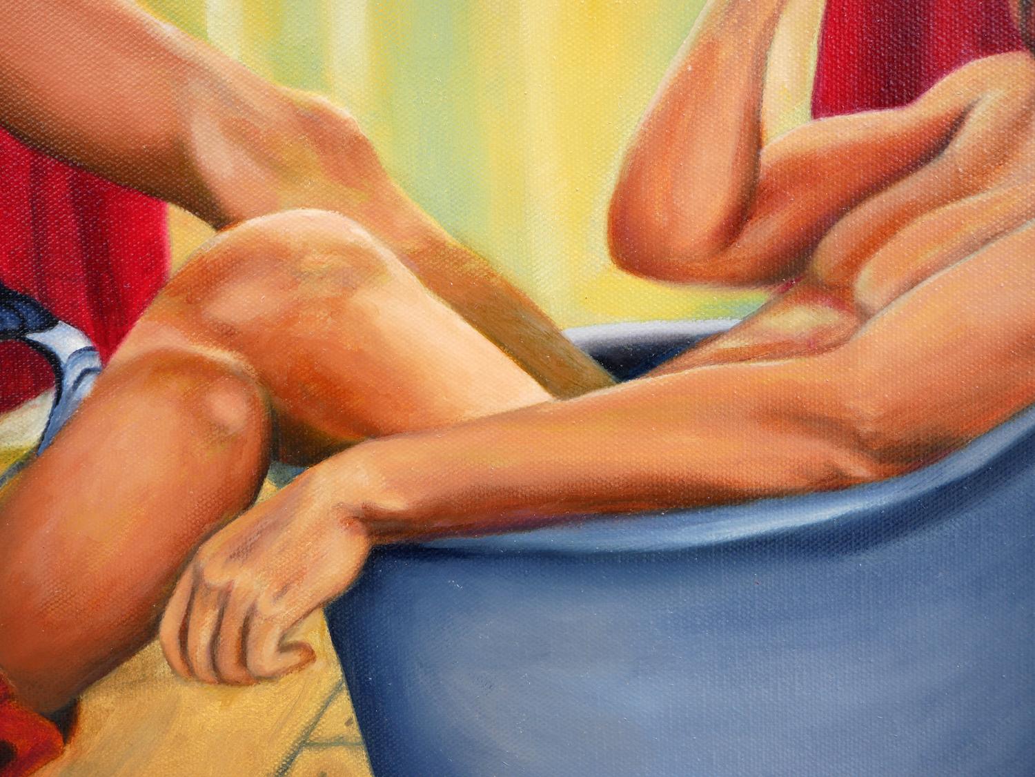 Hello Darlin - Peinture figurative abstraite de cow-boy aux tons chauds 5