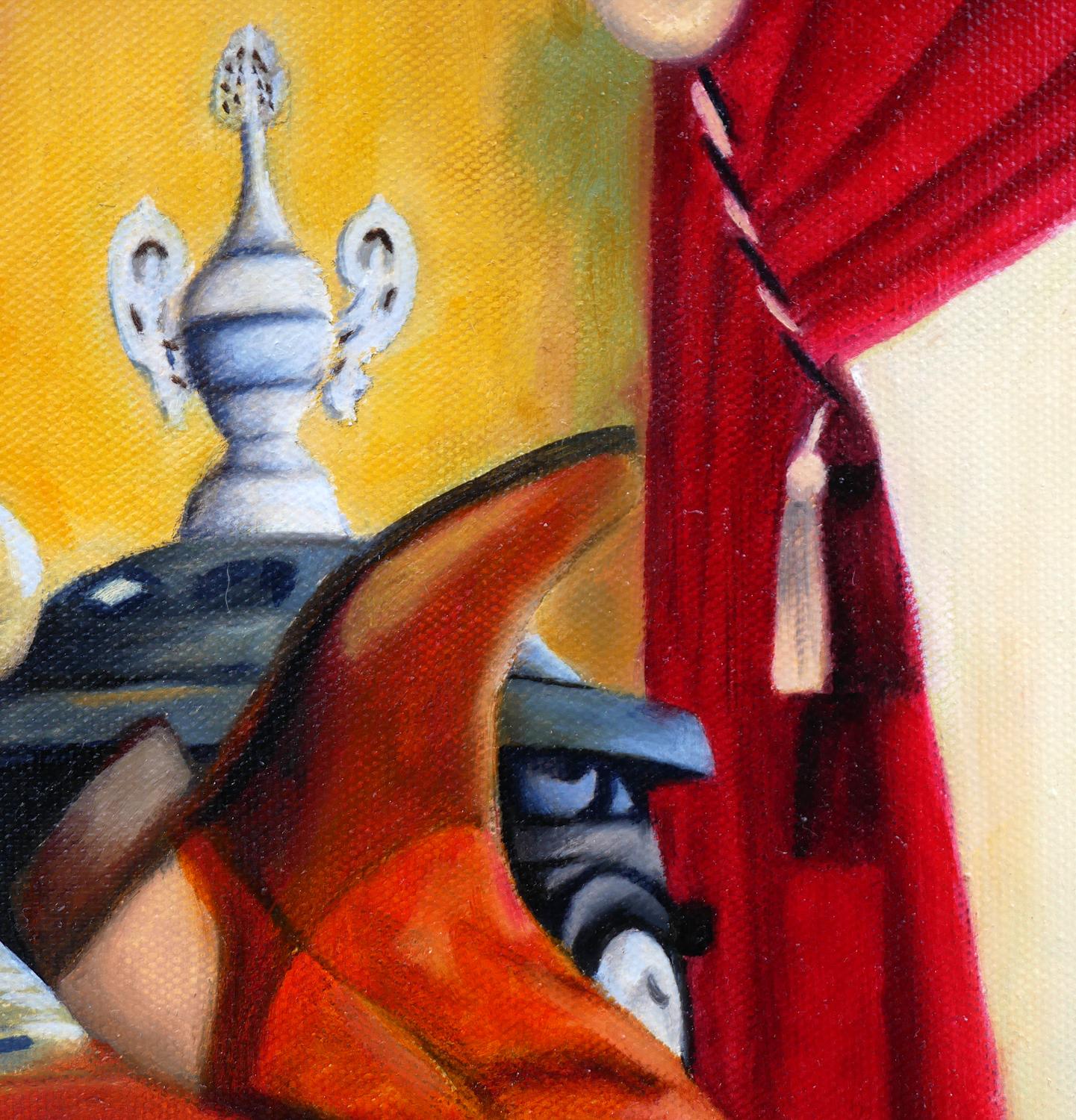 Hello Darlin - Peinture figurative abstraite de cow-boy aux tons chauds 6