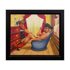 "Hello Darlin'" Warm-Toned Abstract Figurative Cowboy Painting