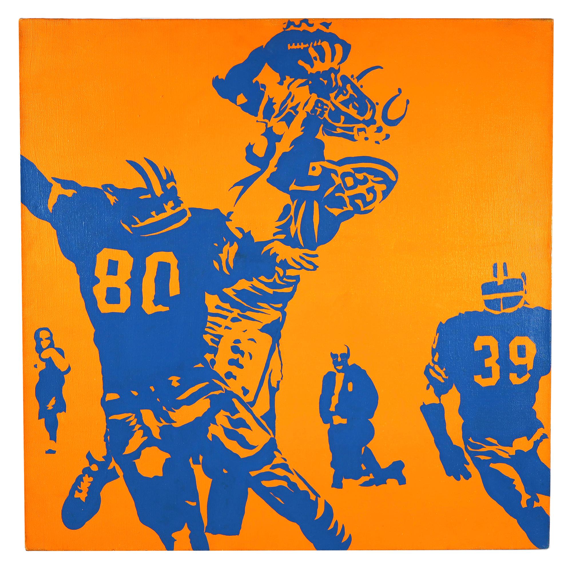 ‘Ray Berry Catches Unitas Pass – Alexander & Mertens Defend’ - Painting by Bob Stanley