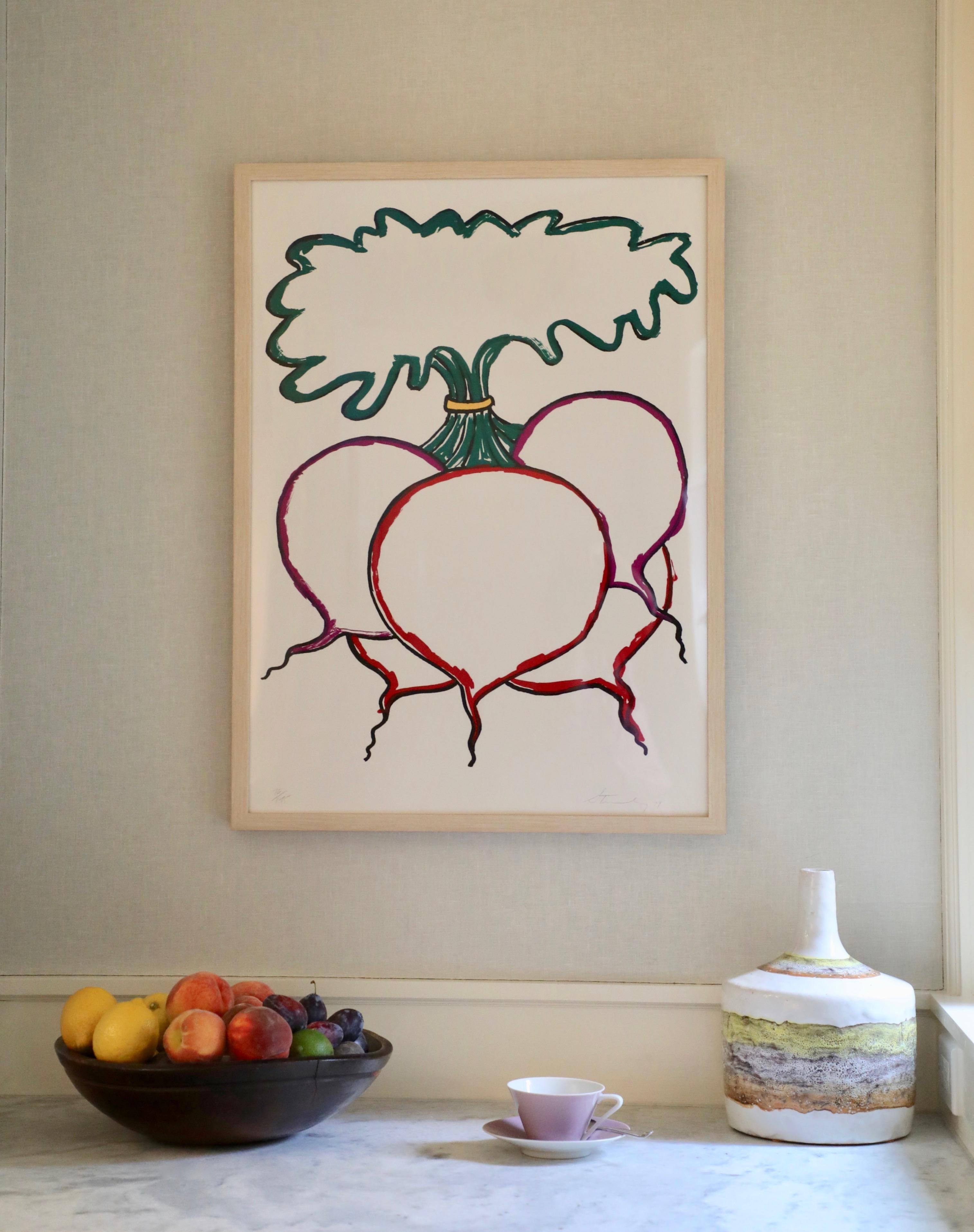 Beets Screen Print - Gray Abstract Print by Bob Stanley