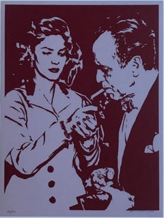 Lauren Bacall Lights Humphrey Bogart's Cigarette iconic 1966 Pop Art sérigraphie