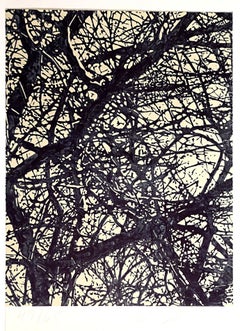 Tree Branches, Gravure sur papier vélin avec des bords décolorés, célèbre artiste pop des années 1970