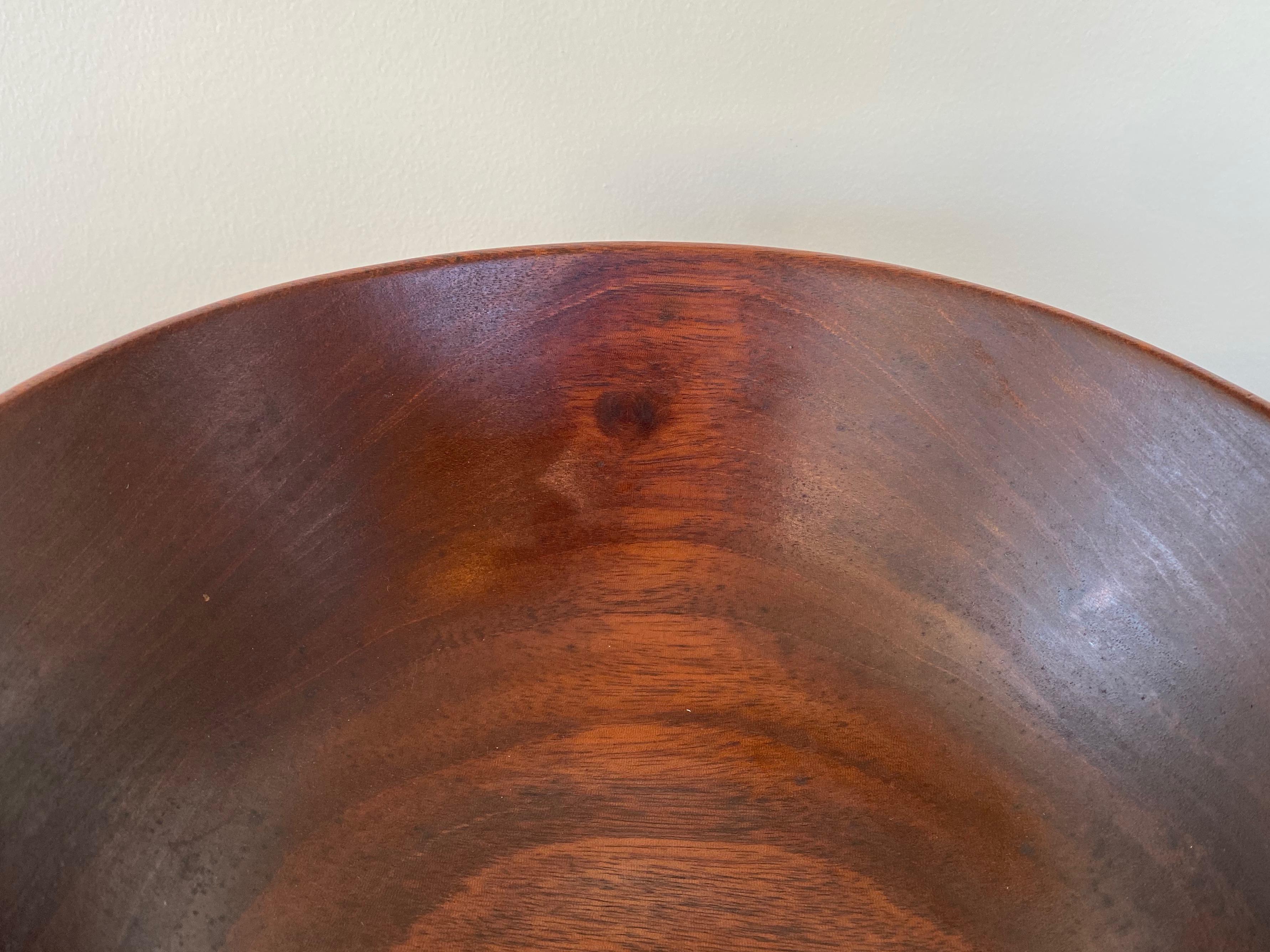 Bob Stocksdale Mahogany Turned Wood Bowl, Signed, 1960s For Sale 5