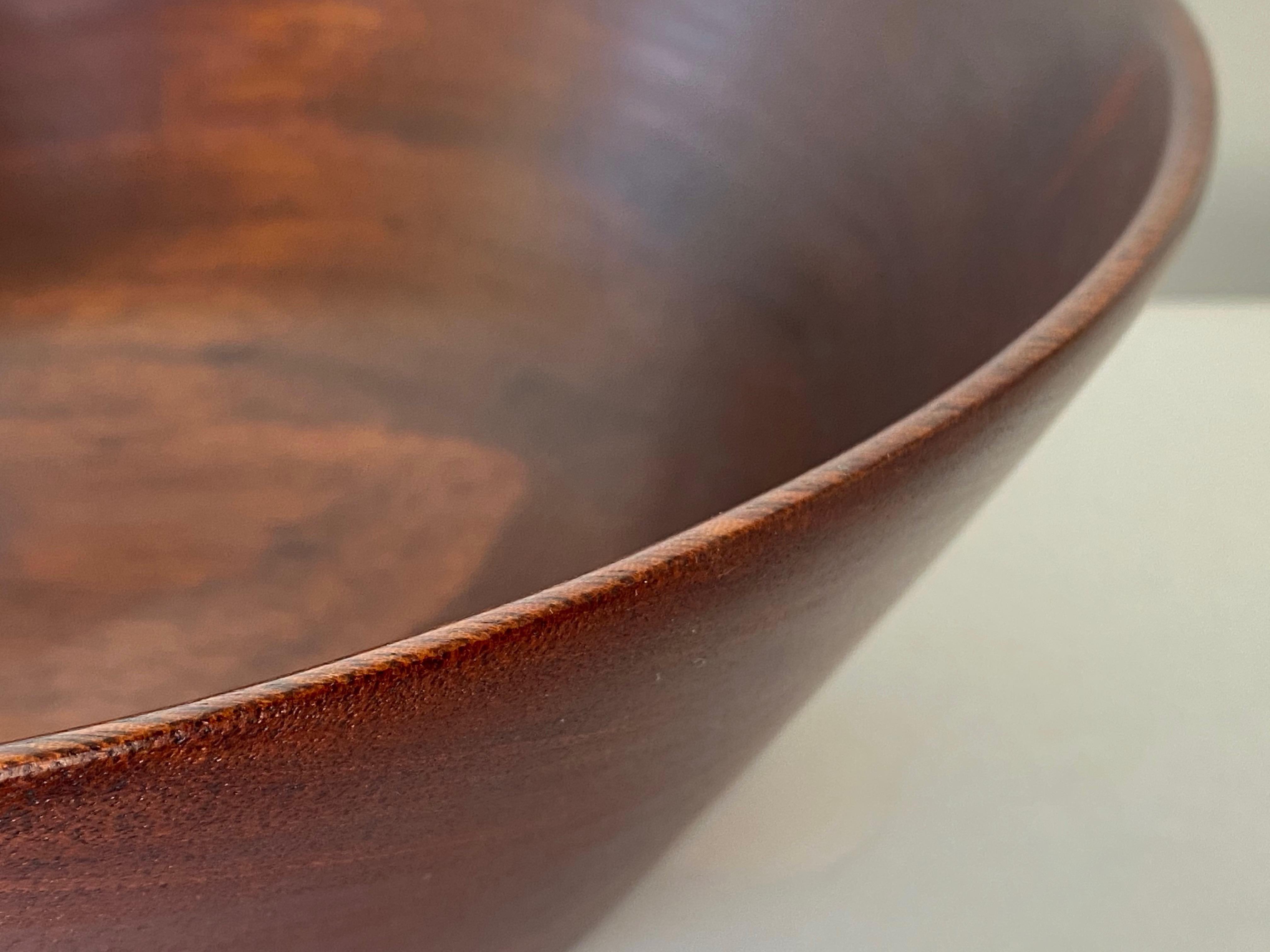 Bob Stocksdale Mahogany Turned Wood Bowl, Signed, 1960s For Sale 7