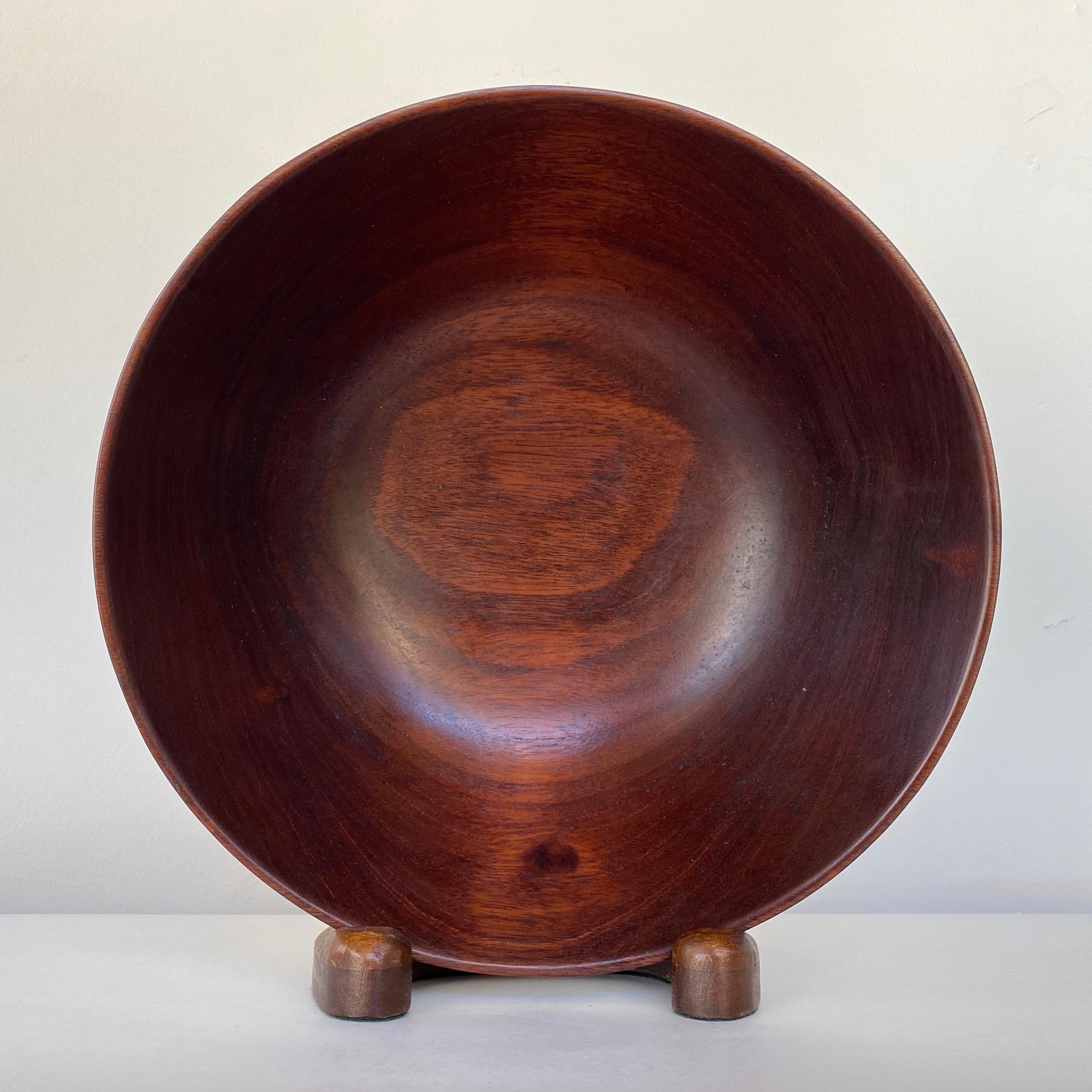 Bob Stocksdale Mahogany Turned Wood Bowl, Signed, 1960s For Sale 8