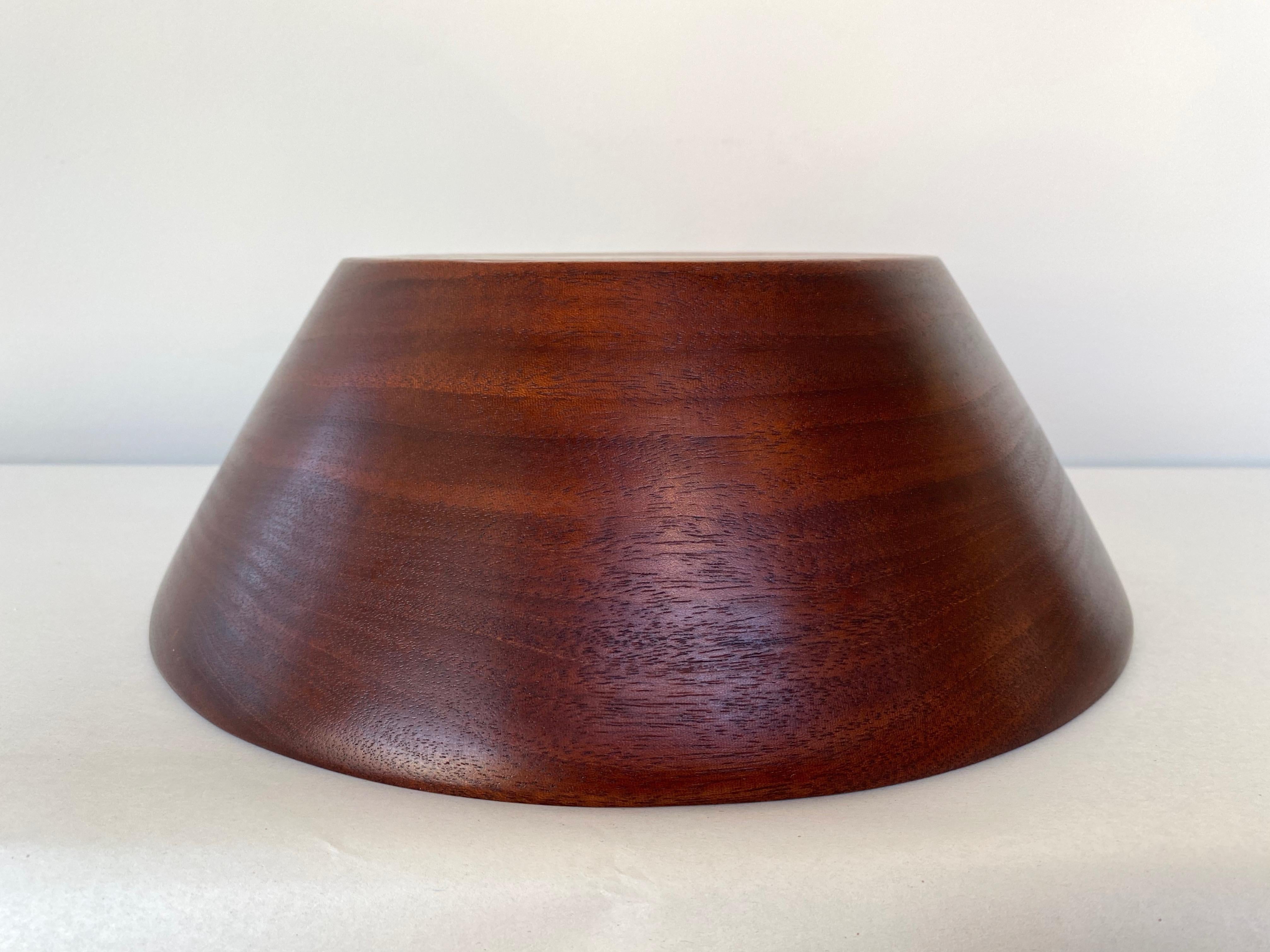 Bob Stocksdale Mahogany Turned Wood Bowl, Signed, 1960s For Sale 9