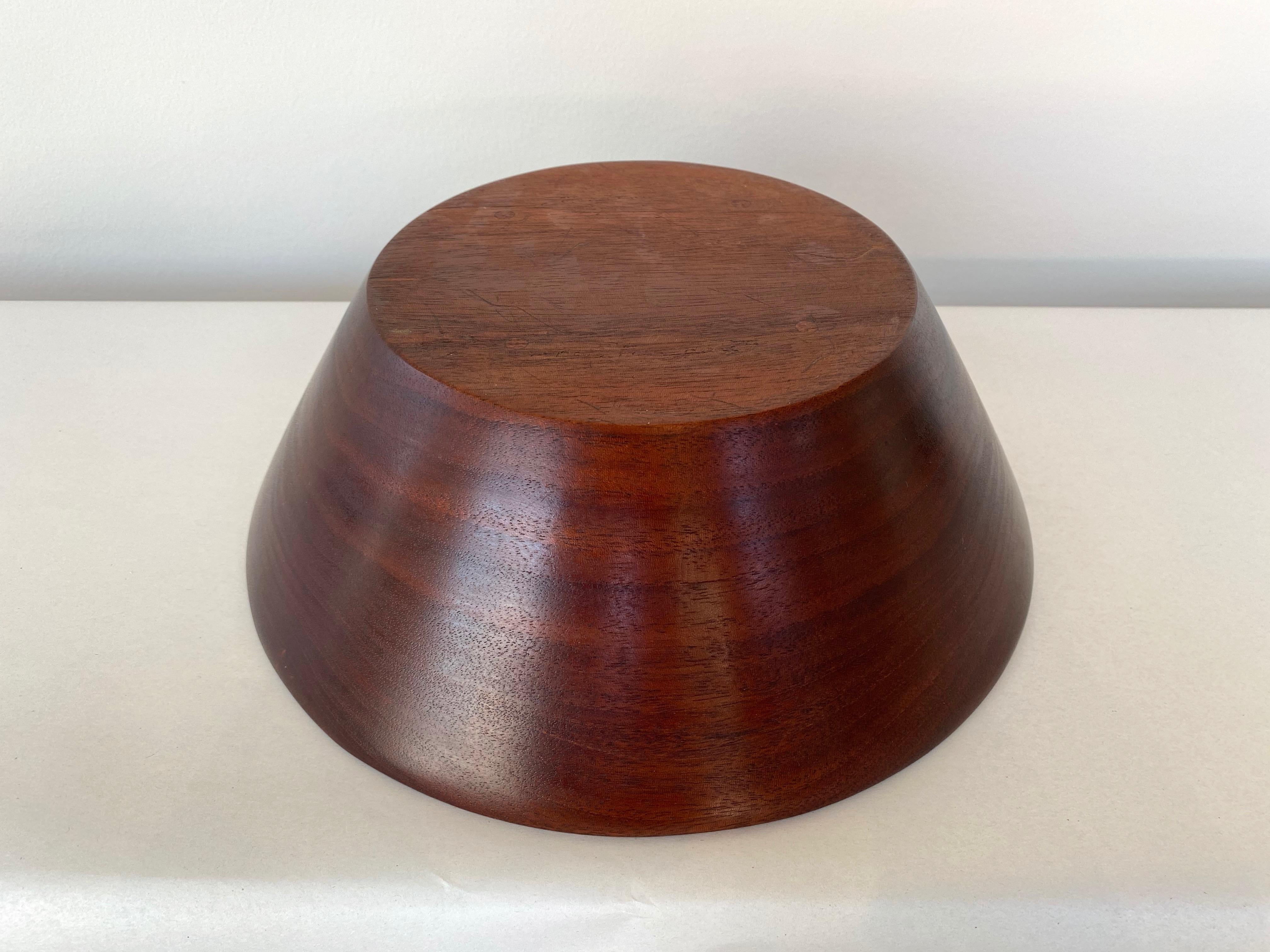 Bob Stocksdale Mahogany Turned Wood Bowl, Signed, 1960s For Sale 10