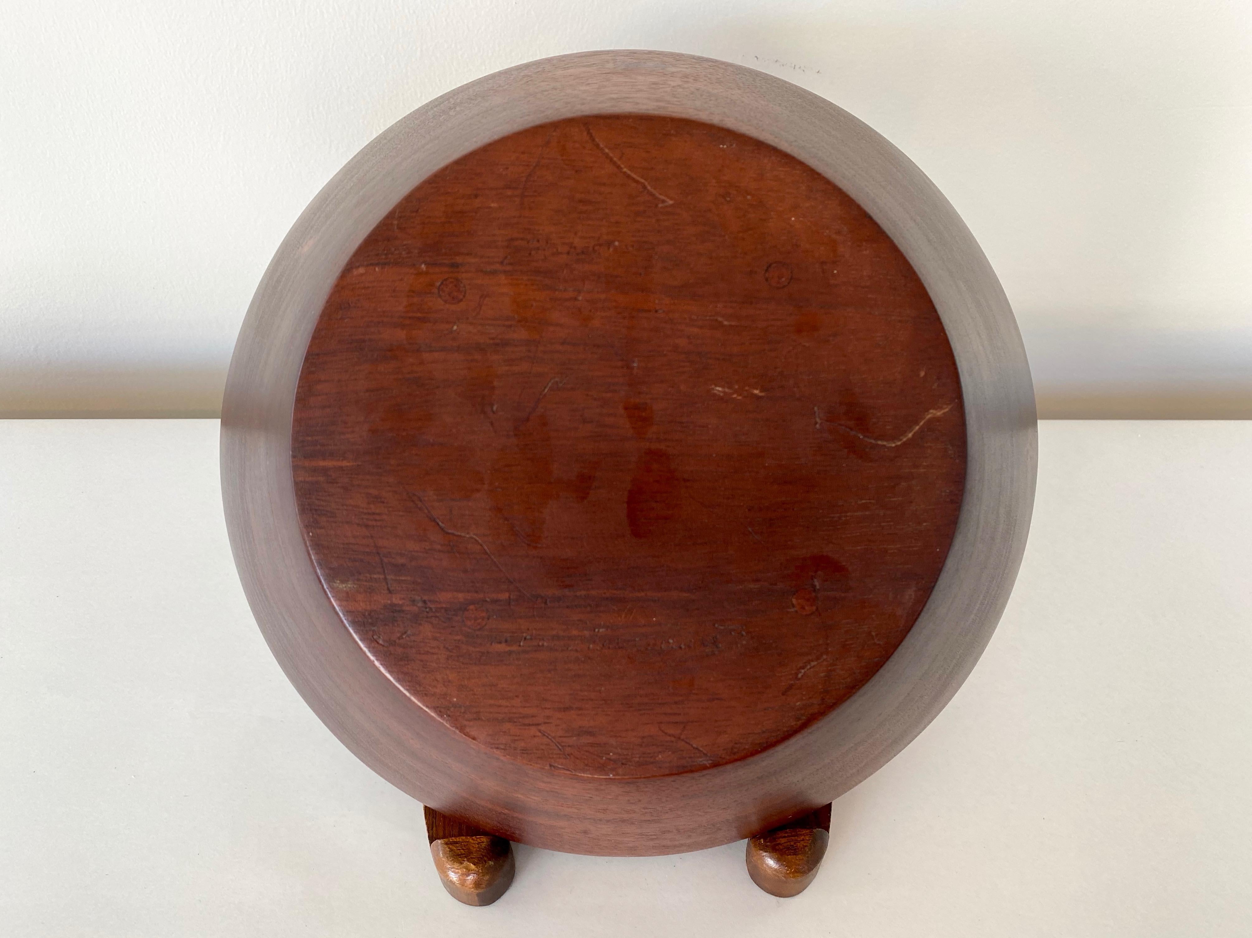 Bob Stocksdale Mahogany Turned Wood Bowl, Signed, 1960s For Sale 11