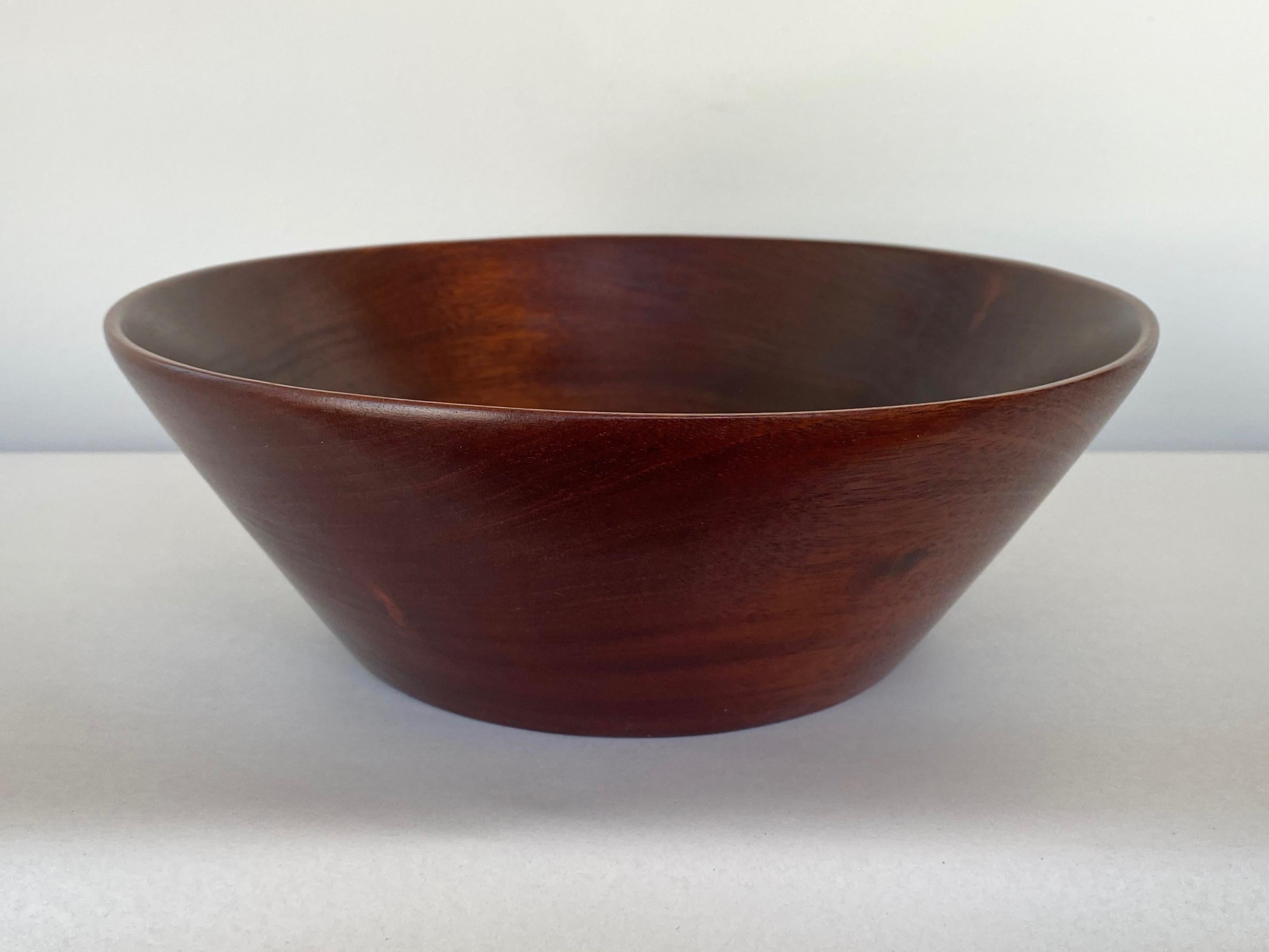 Bob Stocksdale Mahogany Turned Wood Bowl, Signed, 1960s For Sale 1