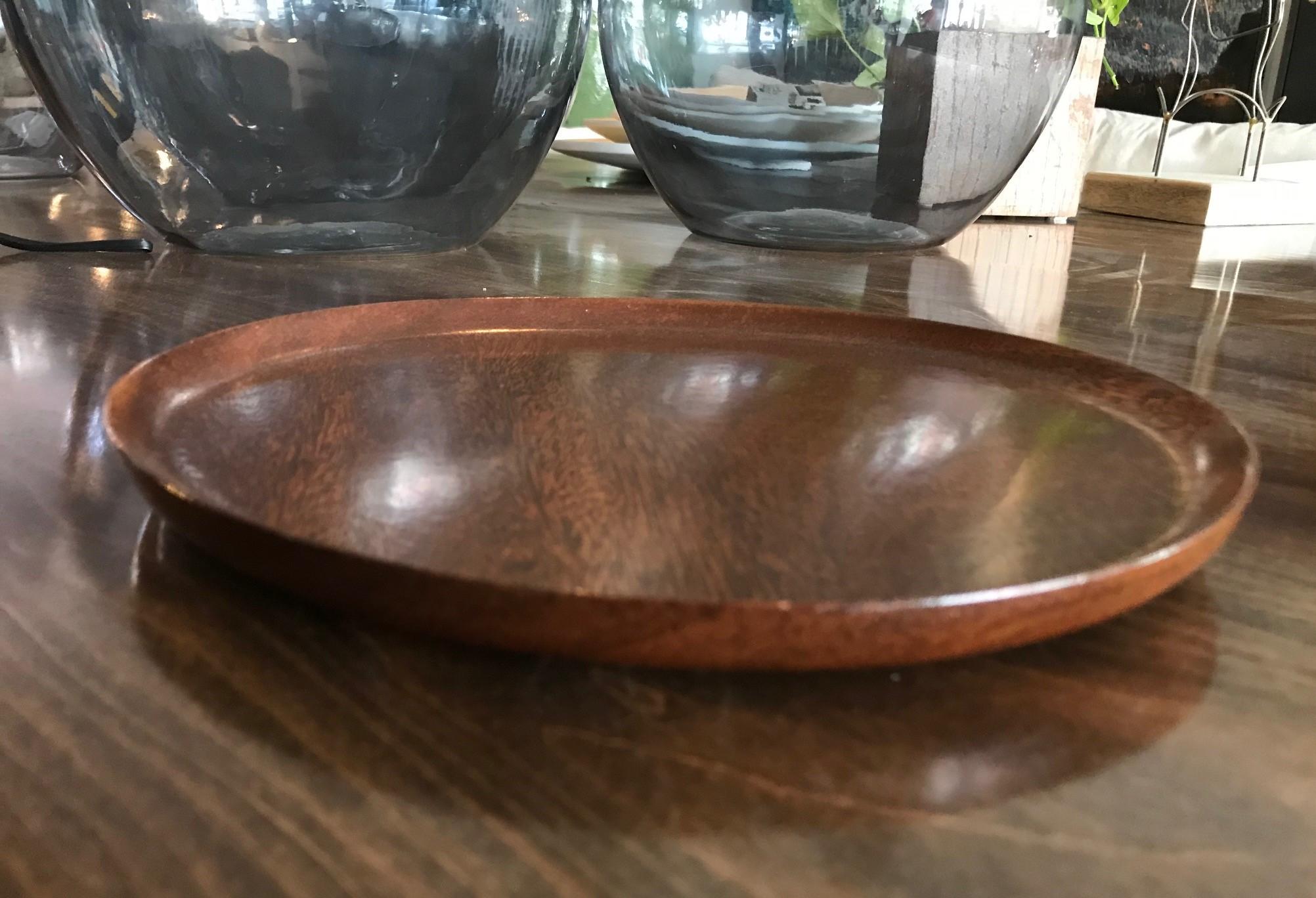 American Bob Stocksdale Signed Mid-Century Modern Turned Exotic Wood Bowl Platter Plate For Sale