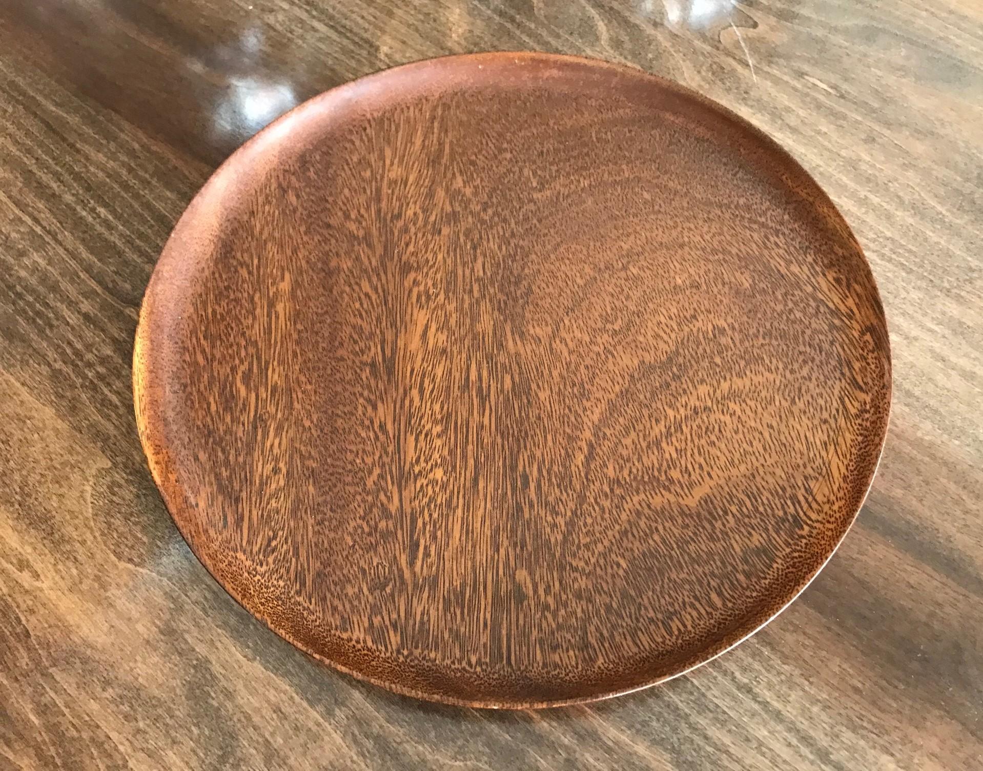 Hand-Crafted Bob Stocksdale Signed Mid-Century Modern Turned Exotic Wood Bowl Platter Plate For Sale