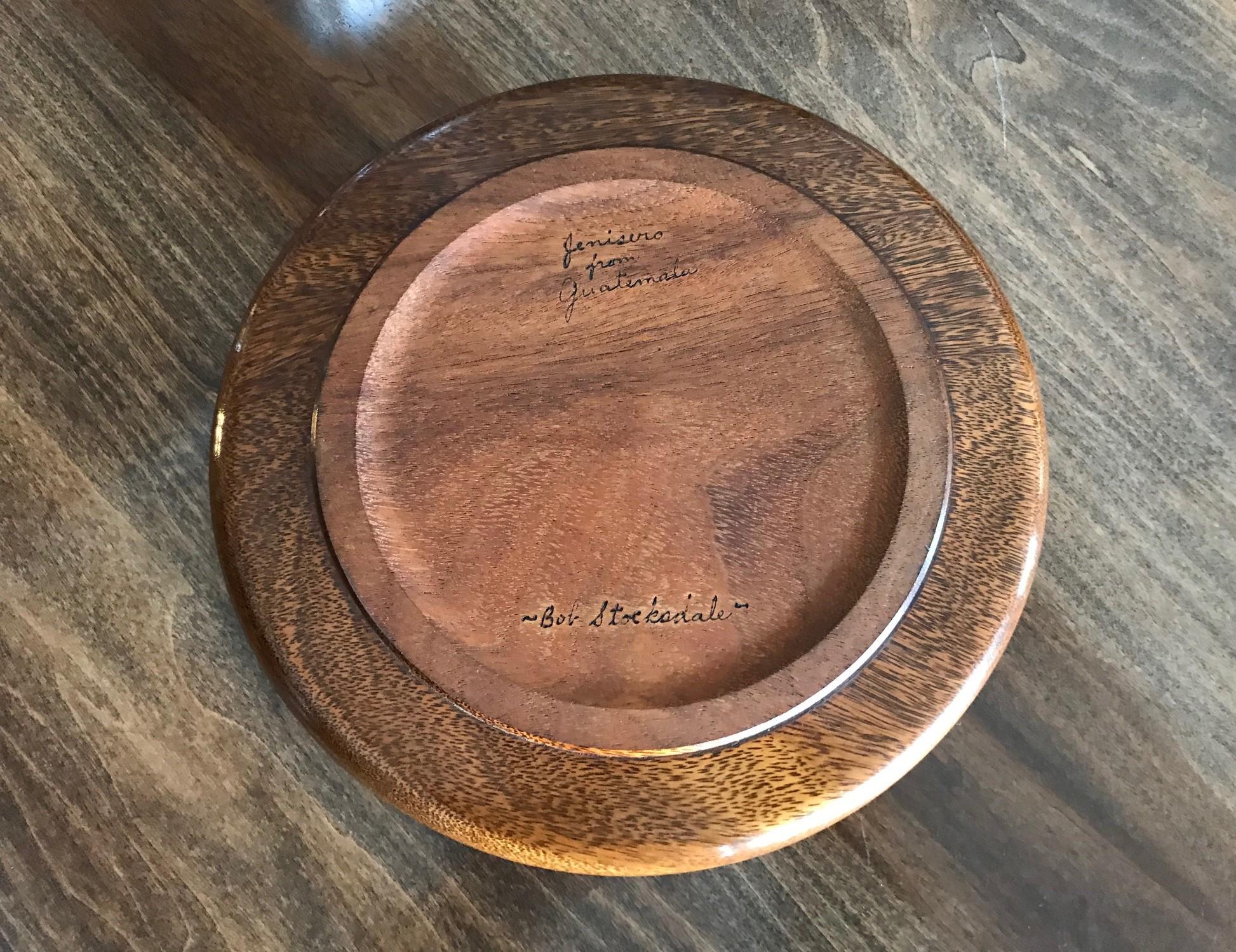 Bob Stocksdale Signed Mid-Century Modern Turned Exotic Wood Bowl Platter Plate In Good Condition For Sale In Studio City, CA