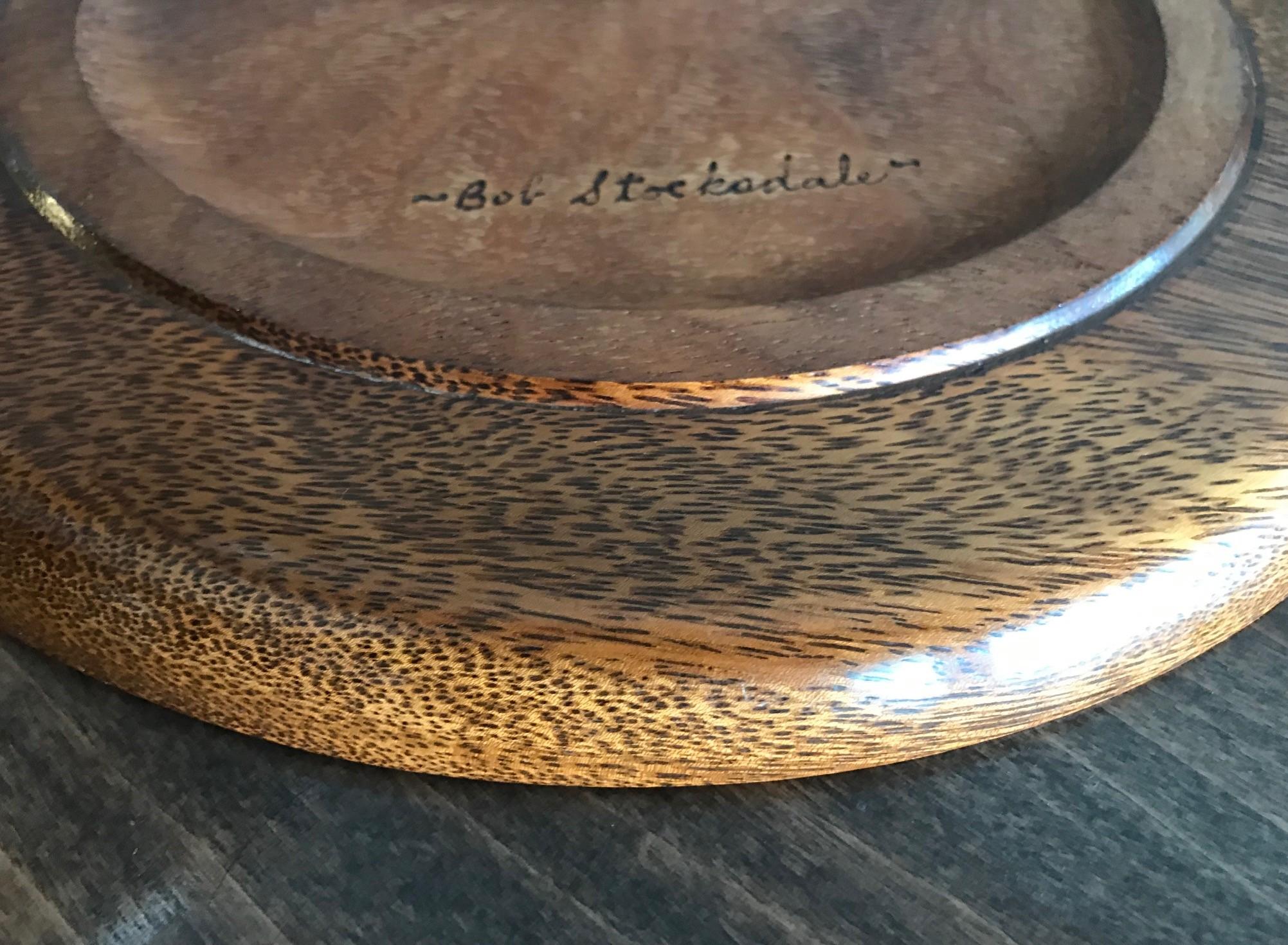 Bob Stocksdale Signed Mid-Century Modern Turned Exotic Wood Bowl Platter Plate For Sale 2