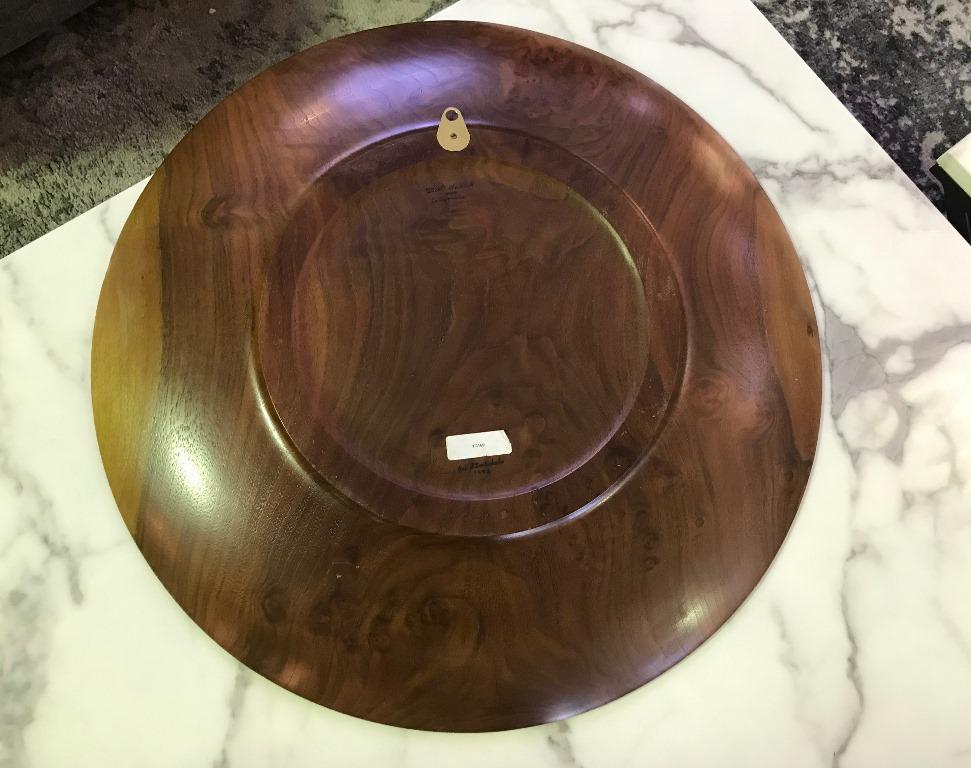 Bob Stocksdale Signed Monumental Modern Large Wood Turned Black Walnut Charger In Good Condition In Studio City, CA