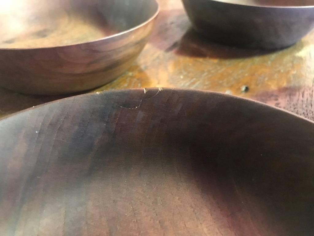 Bob Stocksdale Signed Set of Four Mid-Century Modern Wood Turned Bowls In Good Condition In Studio City, CA