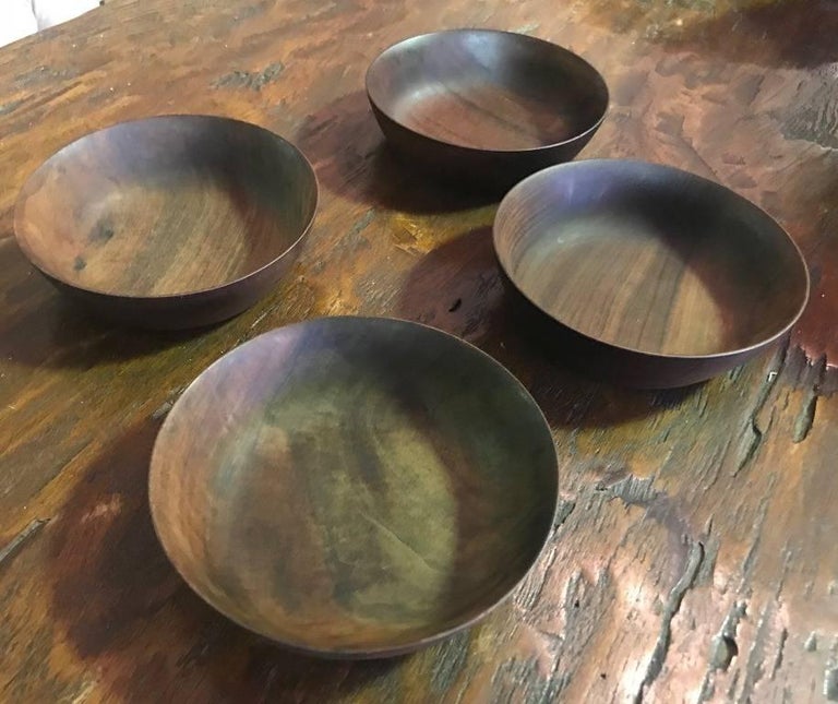 Bob Stocksdale Signed Set of Four Mid-Century Modern Wood Turned Bowls For Sale 2