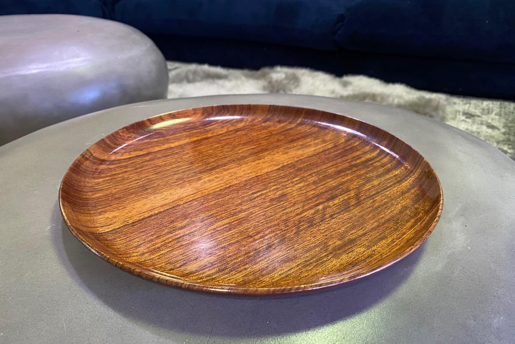 American Bob Stocksdale Signed Mid-Century Modern Turned Exotic Wood Charger Platter For Sale