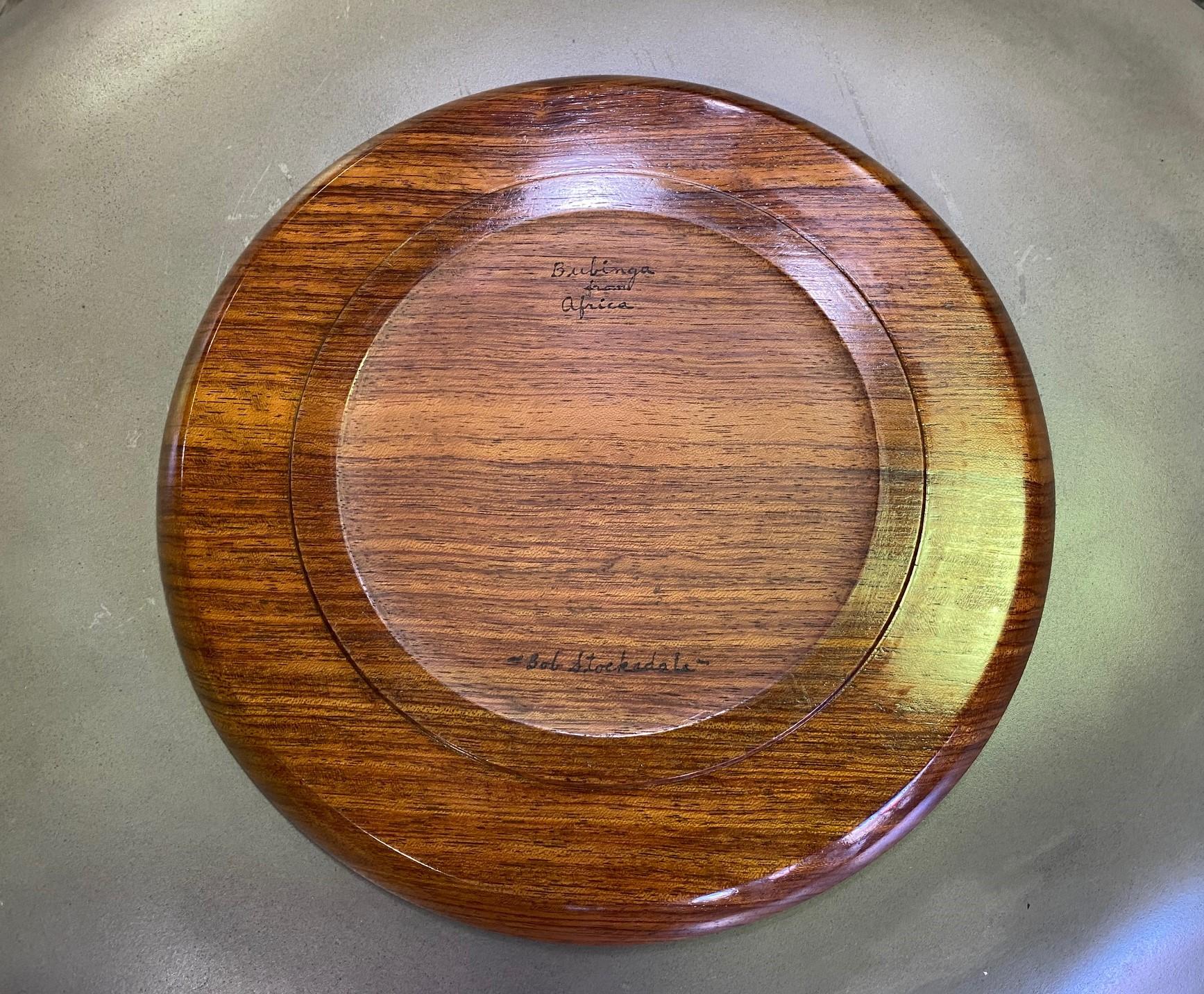 Bob Stocksdale Signed Mid-Century Modern Turned Exotic Wood Charger Platter For Sale 2