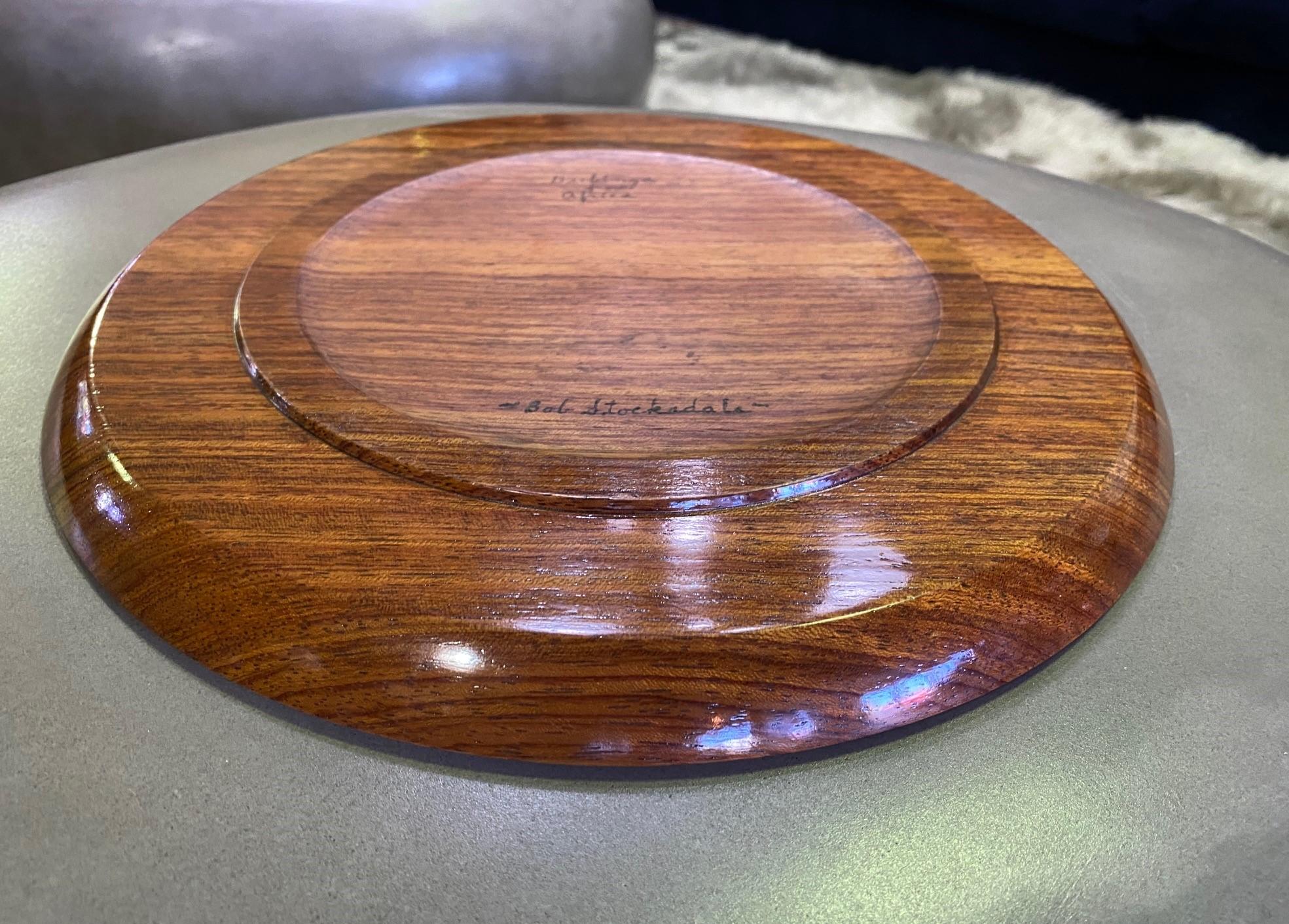 Bob Stocksdale Signed Mid-Century Modern Turned Exotic Wood Charger Platter For Sale 3