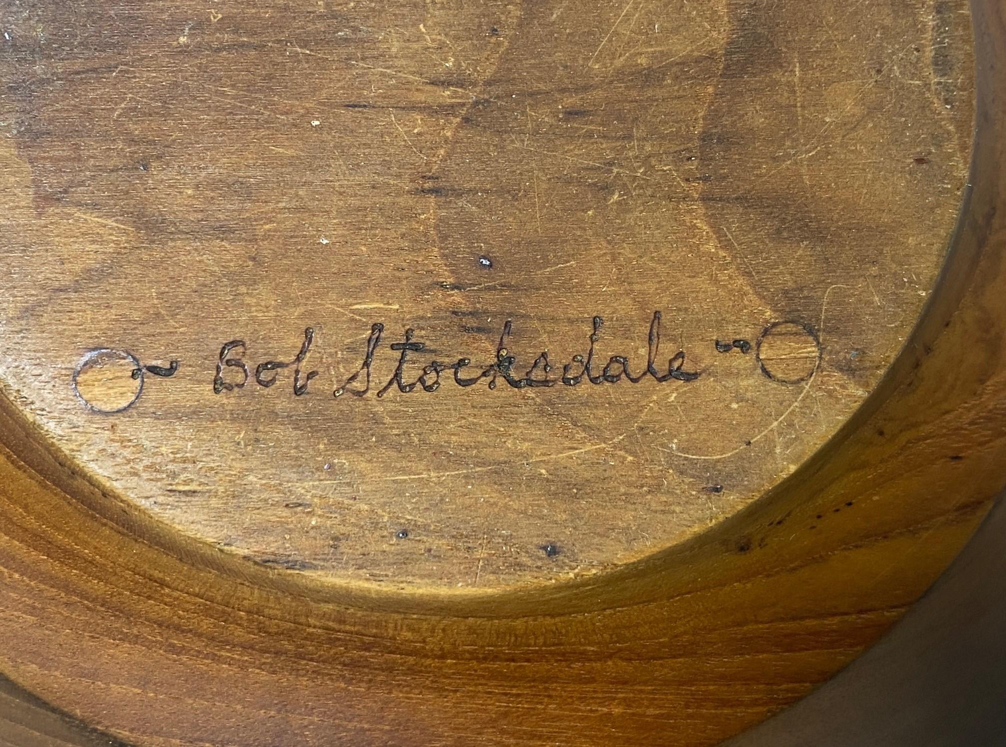 Grand bol d'art moderne du milieu du siècle en bois de teck tourné signé Bob Stocksdale en vente 6