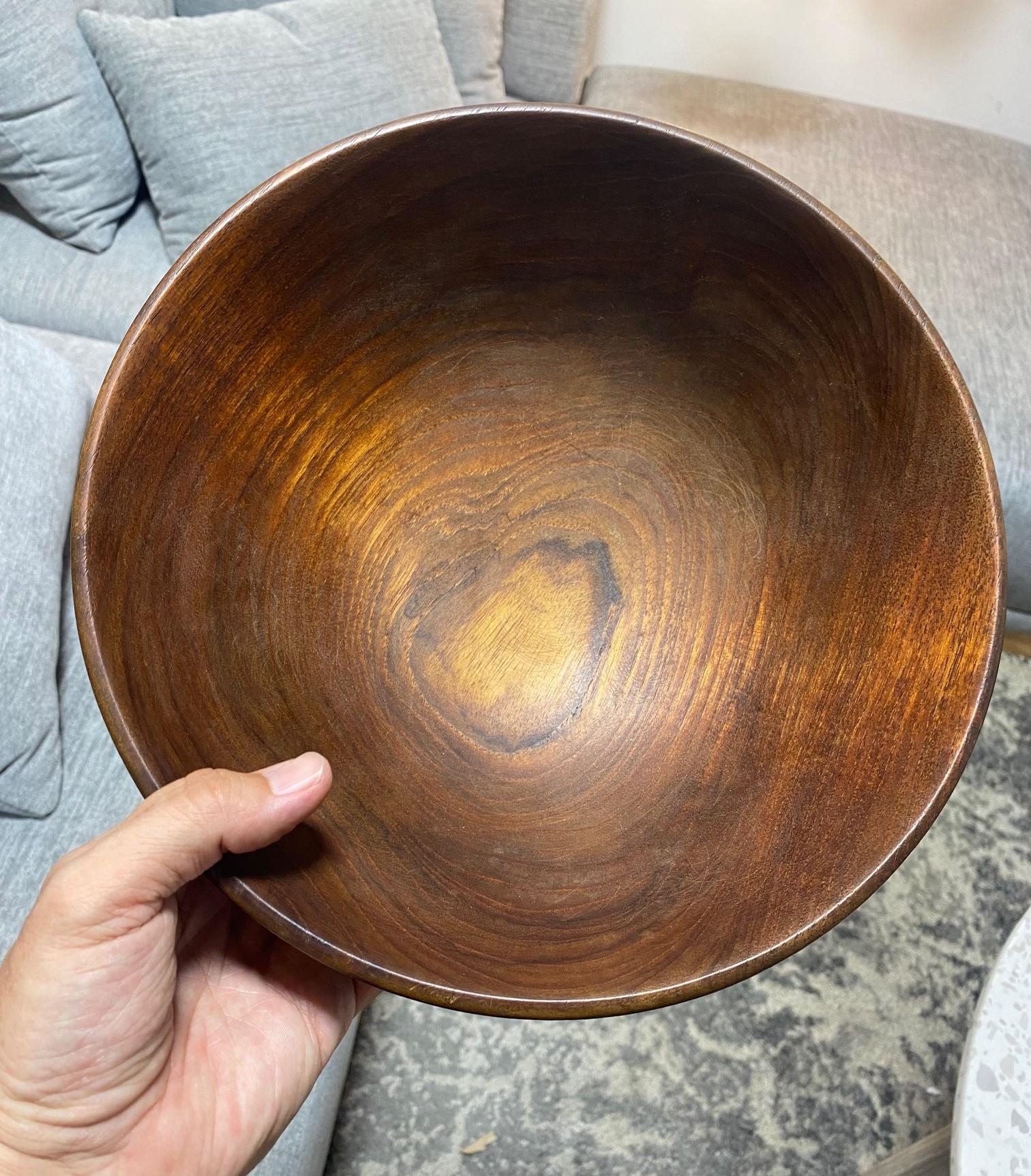 Bob Stocksdale Signed Mid-Century Modern Turned Teak Wood Large Art Bowl For Sale 10