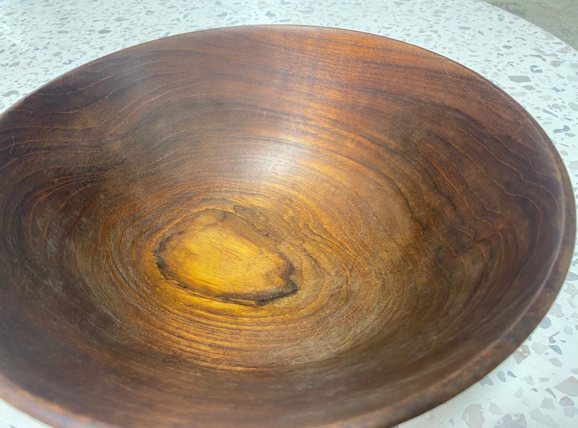 Bob Stocksdale Signed Mid-Century Modern Turned Teak Wood Large Art Bowl For Sale 3