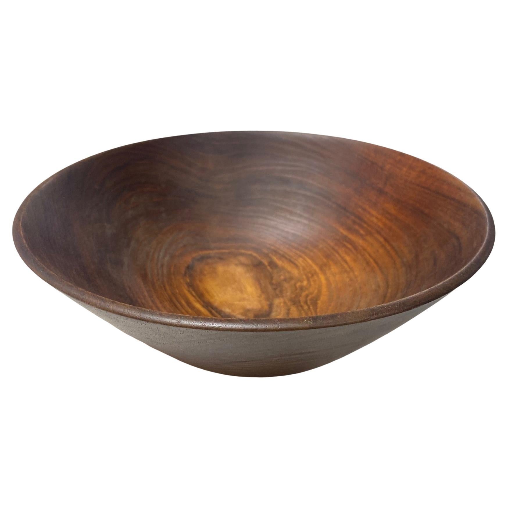 Bob Stocksdale Signed Mid-Century Modern Turned Teak Wood Large Art Bowl For Sale