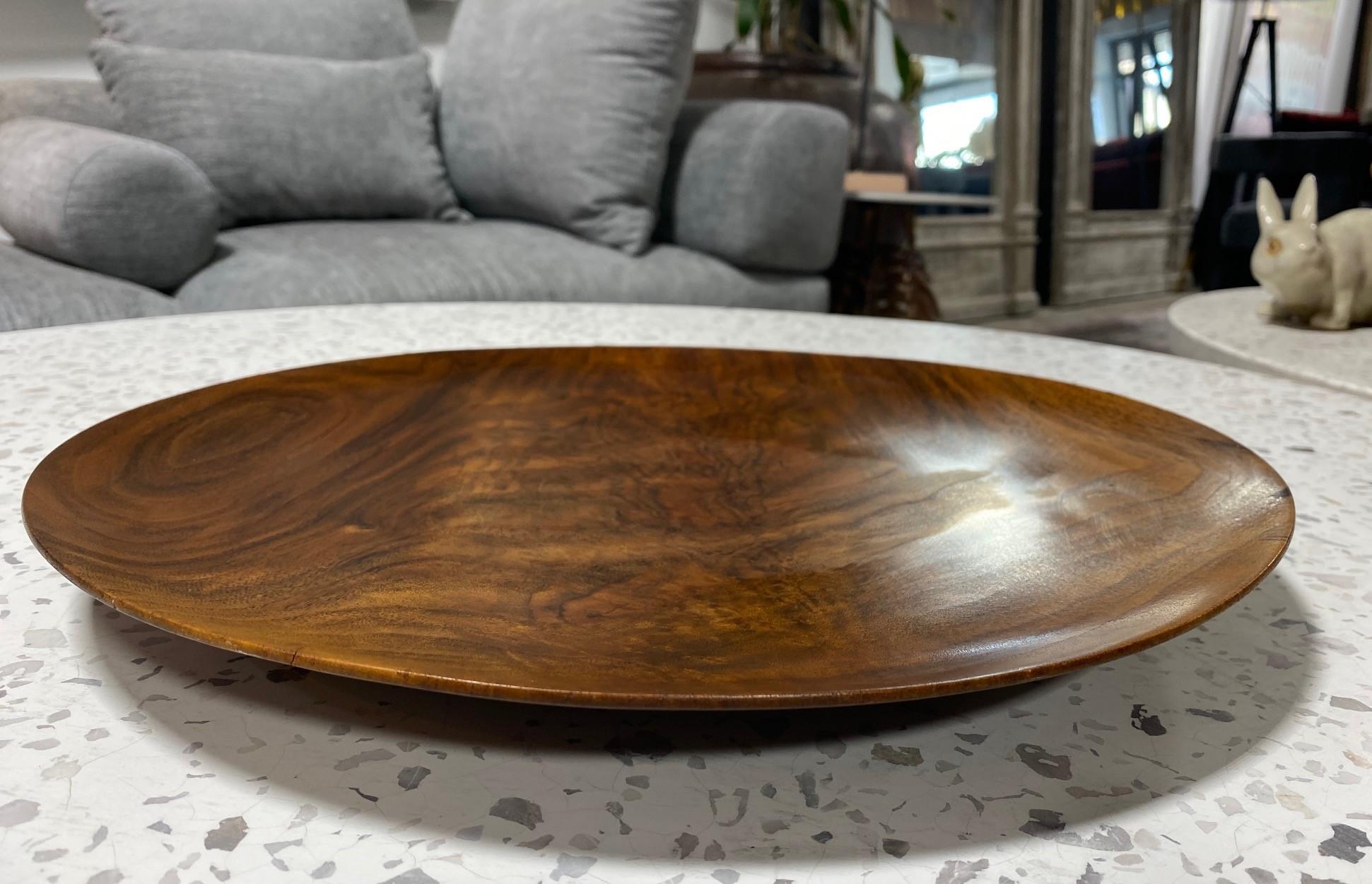 Bob Stocksdale Signed Mid-Century Modern Turned Walnut Wood Charger Platter For Sale 5