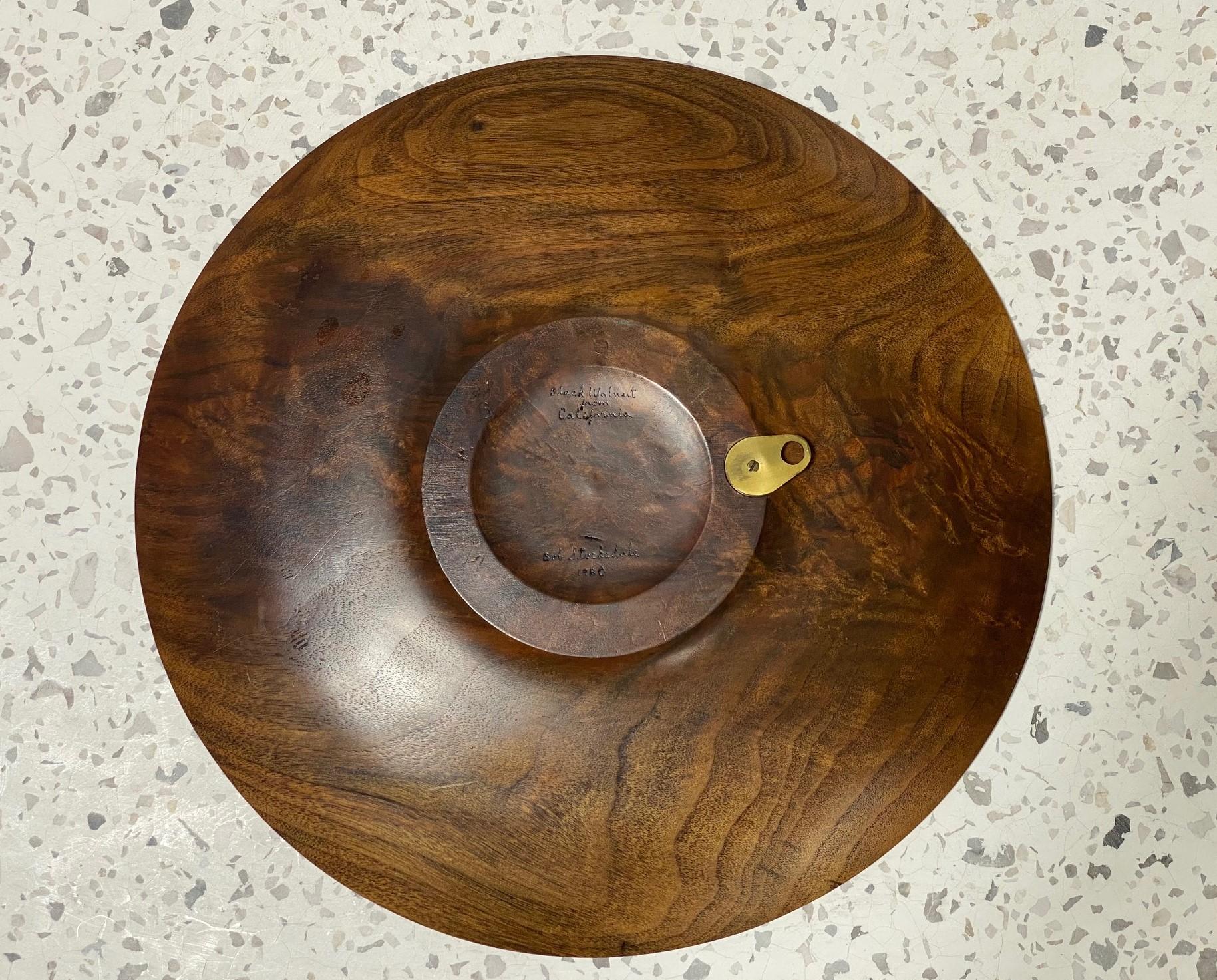 Bob Stocksdale Signed Mid-Century Modern Turned Walnut Wood Charger Platter For Sale 6