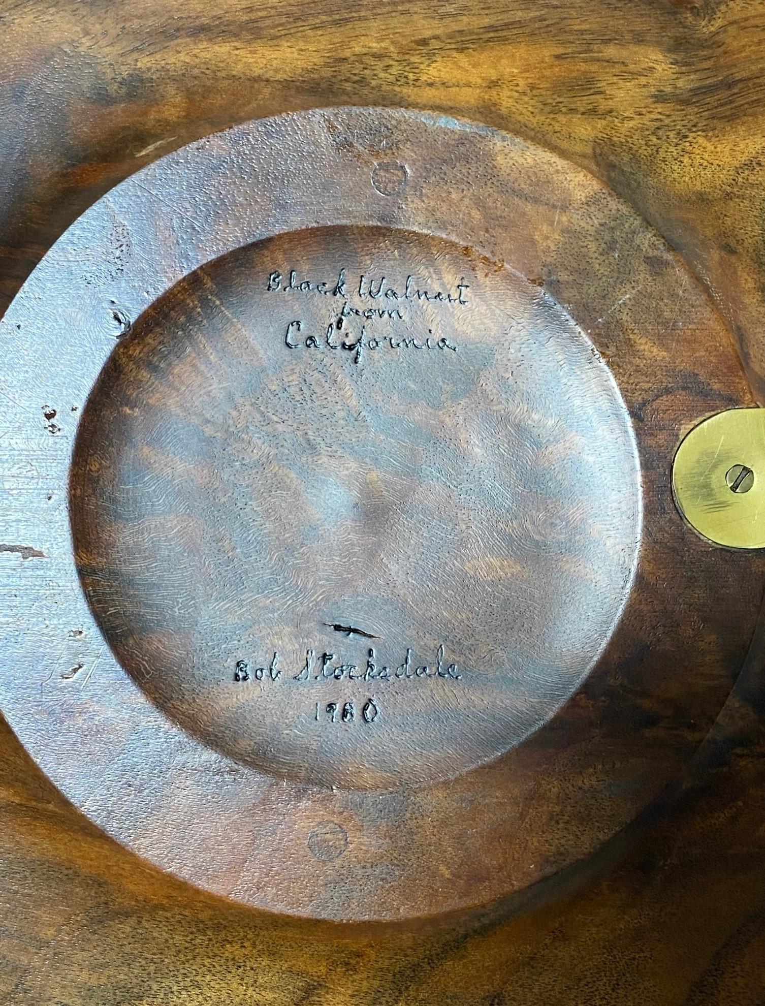 Bob Stocksdale signierte Mid-Century Modern-Platte aus gedrechseltem Nussbaumholz im Angebot 4