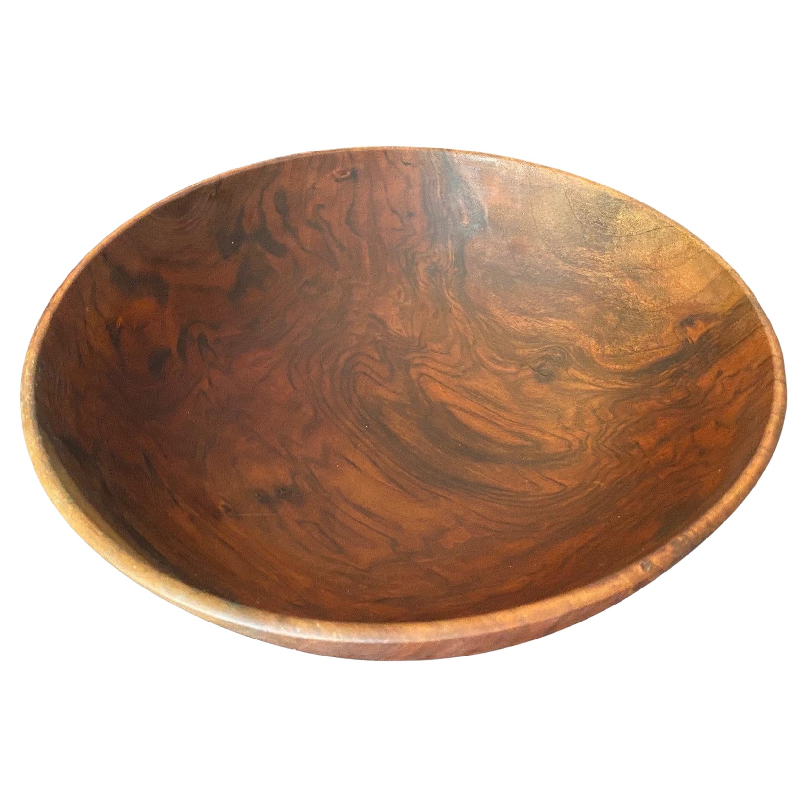 Bob Stocksdale Signed Mid-Century Modern Turned Walnut Wood Large Art Bowl For Sale