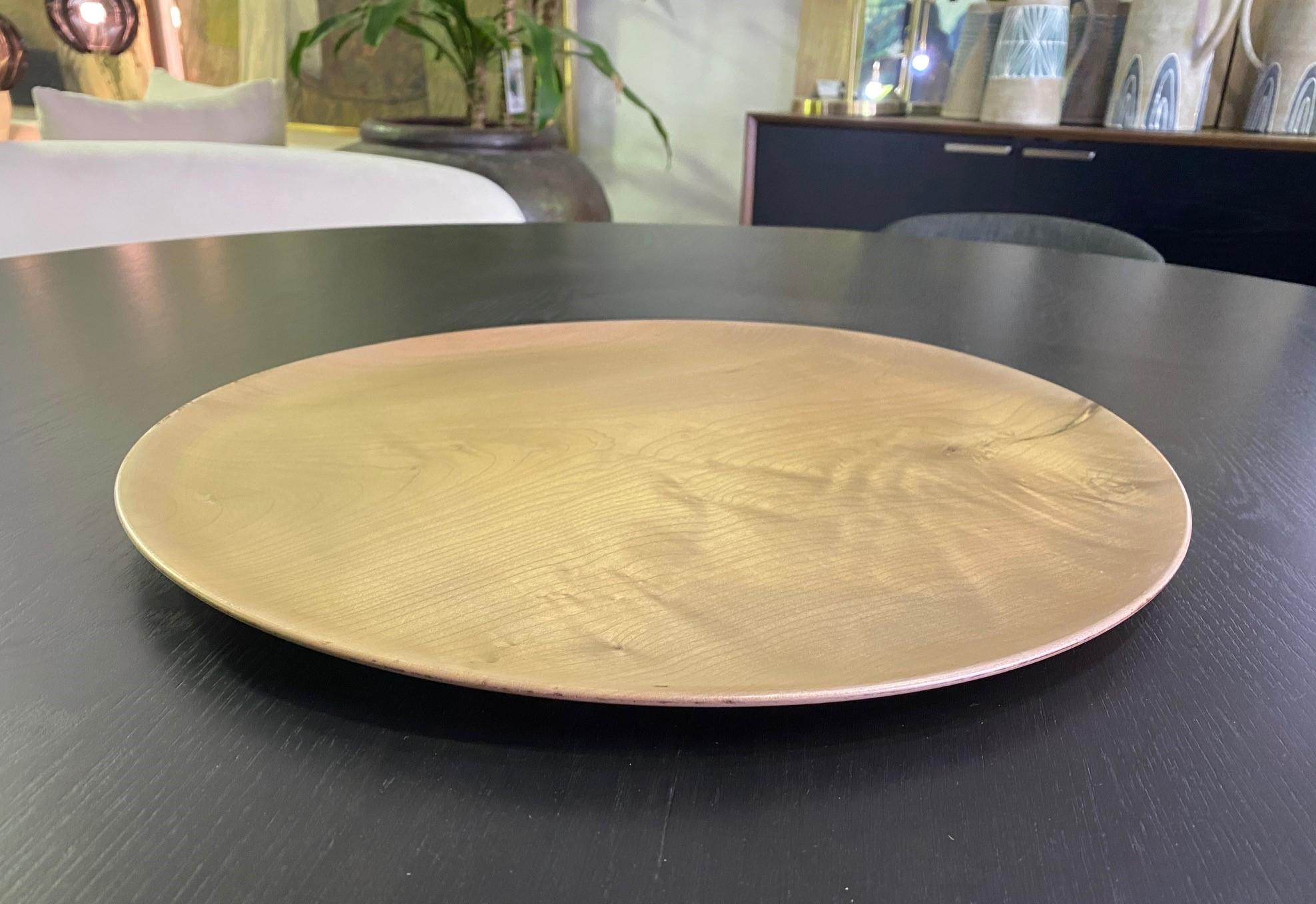 American Bob Stocksdale Signed Monumental Mid-Century Modern Turned Exotic Wood Charger For Sale