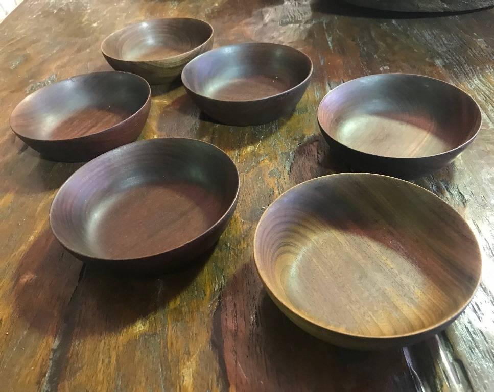 Bob Stocksdale Signed Set of Six Mid-Century Modern Wood Turned Bowls For Sale 4