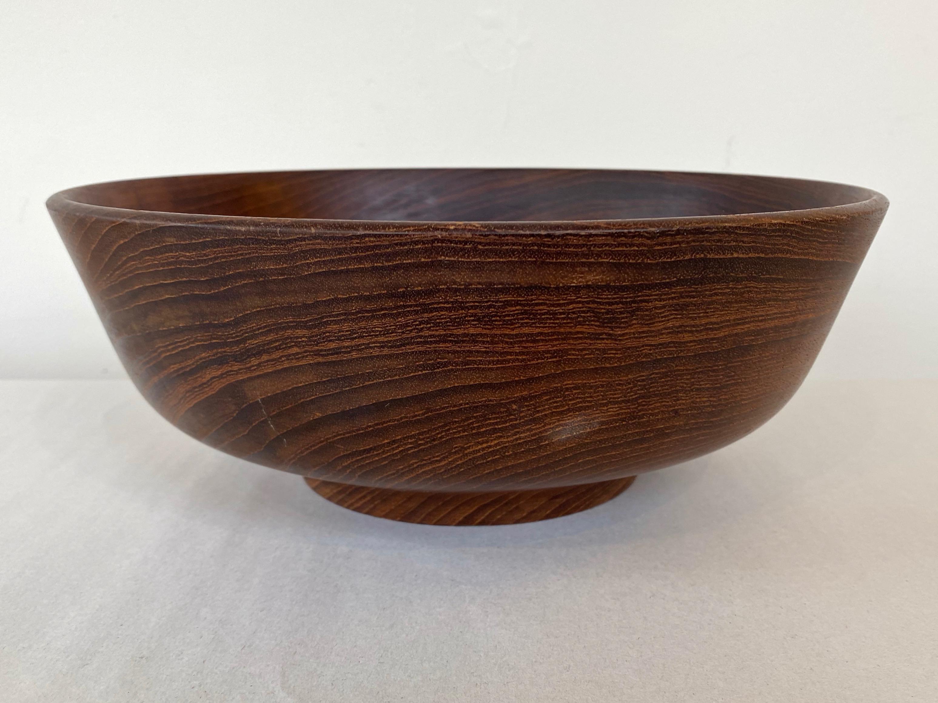 Bob Stocksdale Teak Turned Wood Bowl with Exceptional Grain Pattern, Early 1970s For Sale 1