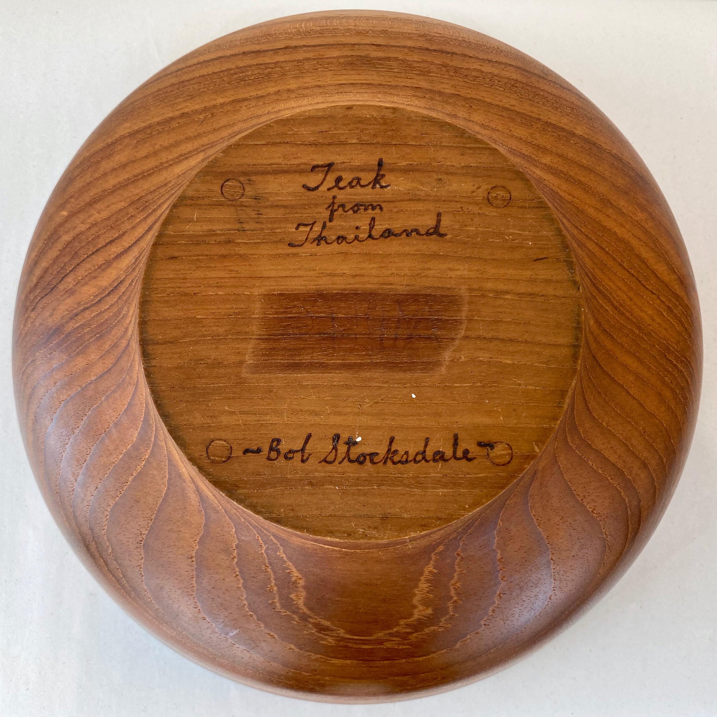 Bob Stocksdale Teak Turned Wood Bowl with Exceptional Grain Pattern, Early 1970s For Sale 11