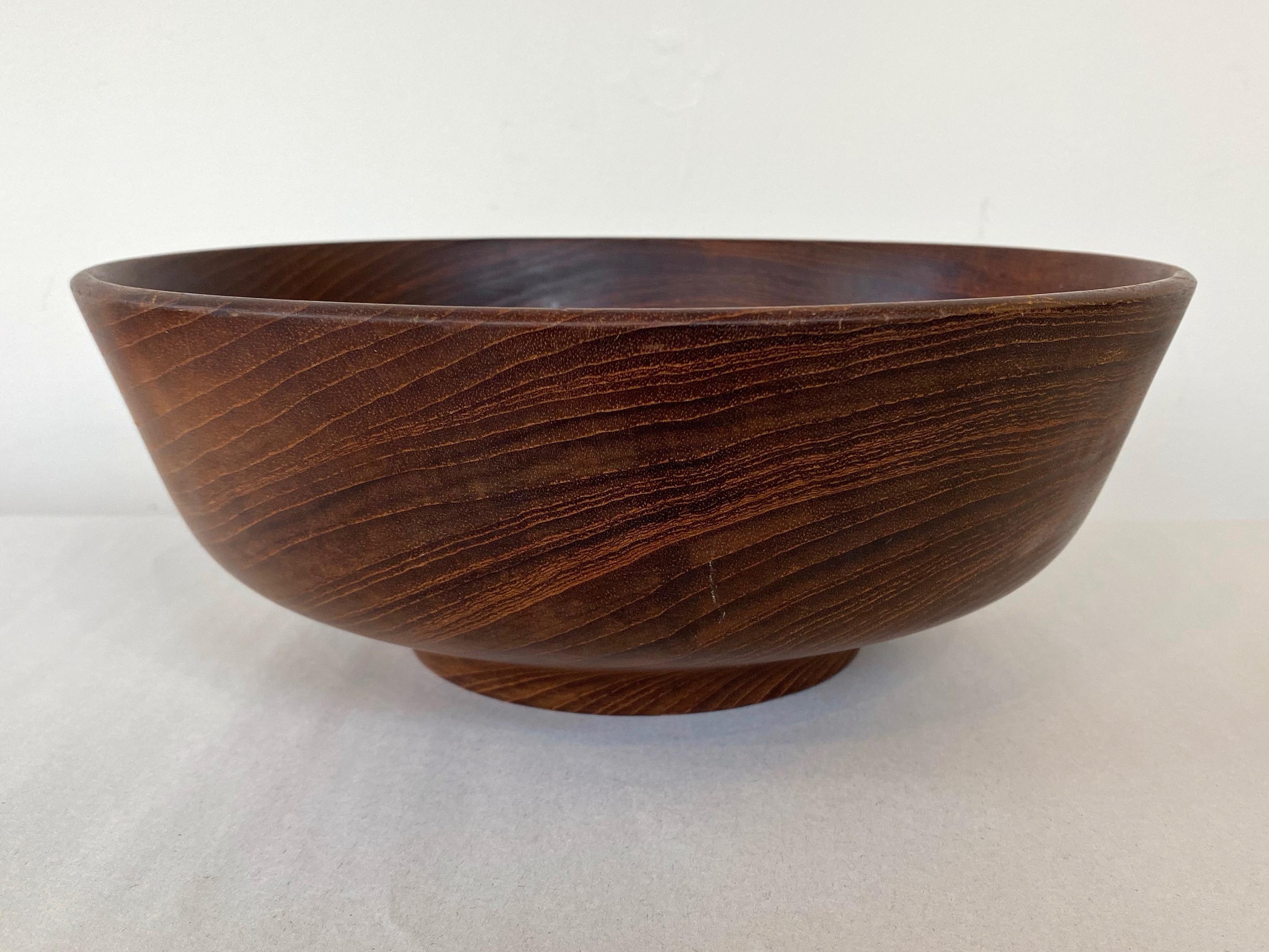 Late 20th Century Bob Stocksdale Teak Turned Wood Bowl with Exceptional Grain Pattern, Early 1970s For Sale