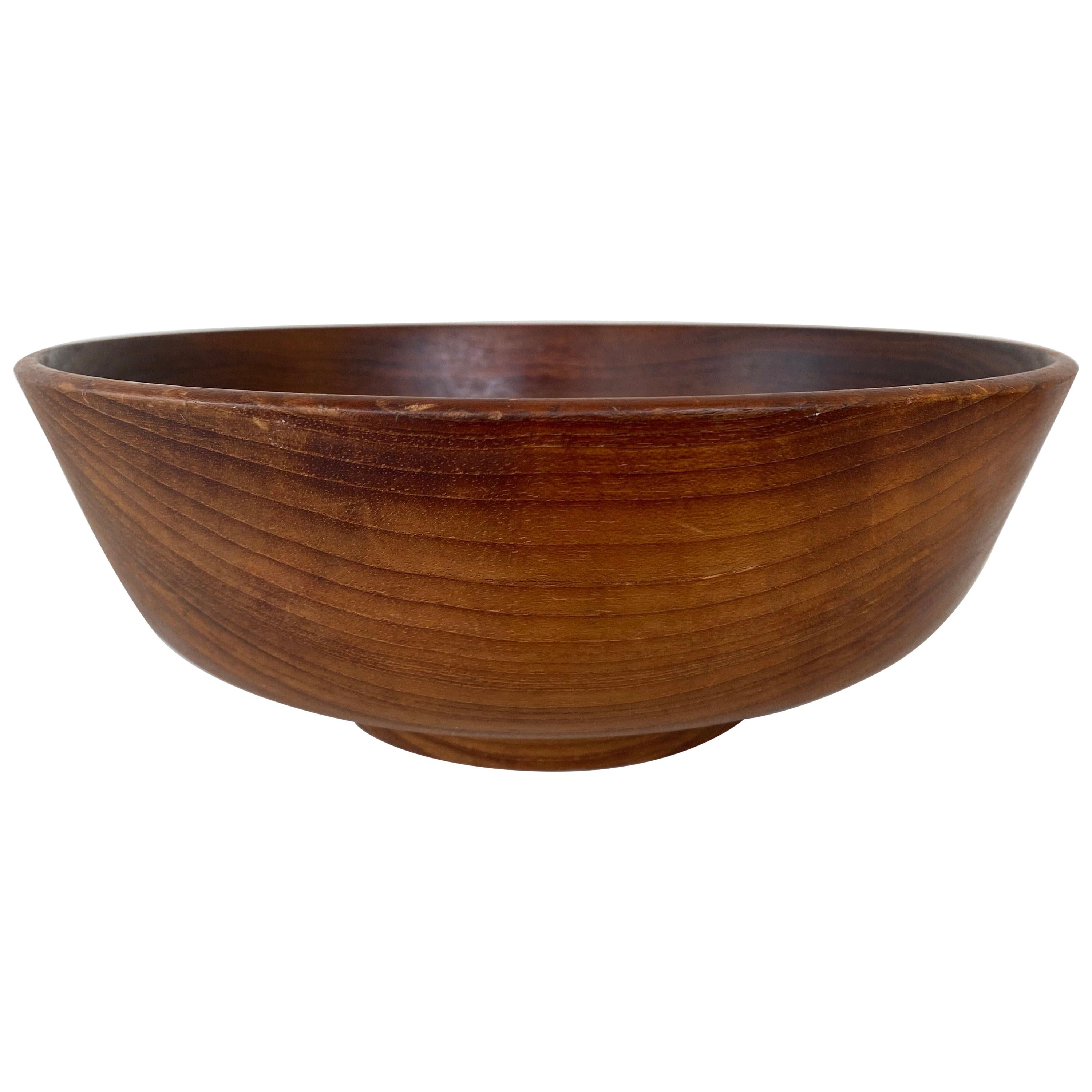 Bob Stocksdale Teak Turned Wood Bowl with Exceptional Grain Pattern, Early 1970s For Sale