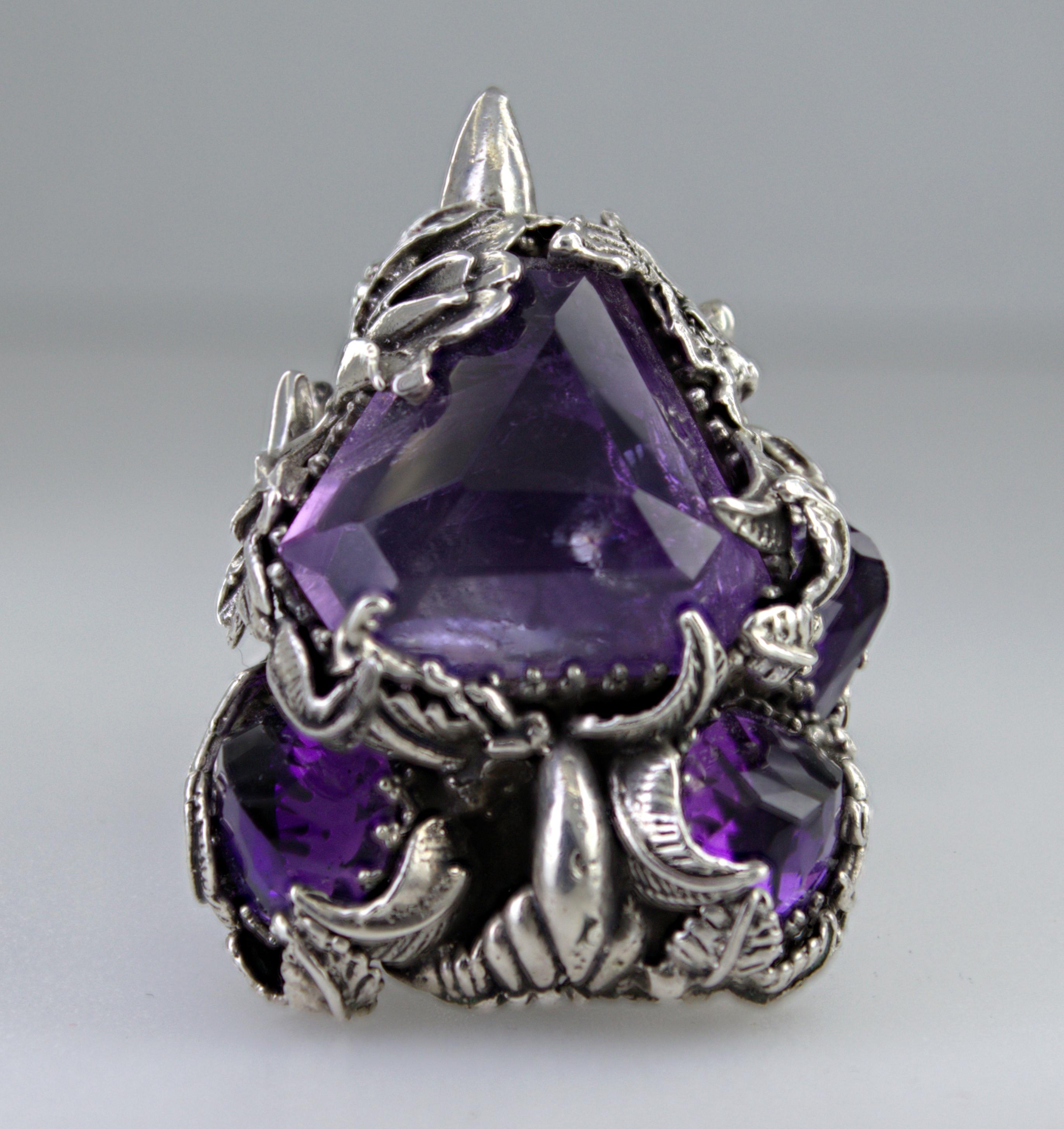 Bob Stringer Amethyst, Sterling Silver, Silver Articulated “Finger ...