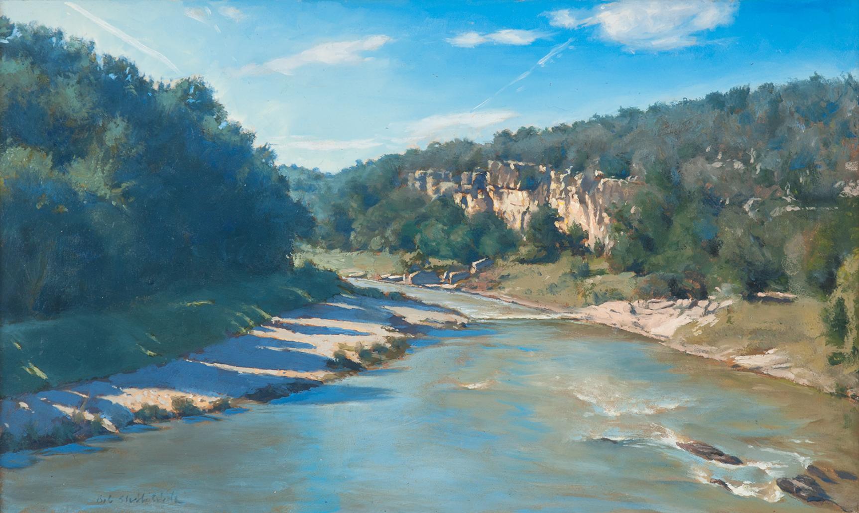 Bob Stuth-Wade Landscape Painting - Down River from Buck Point