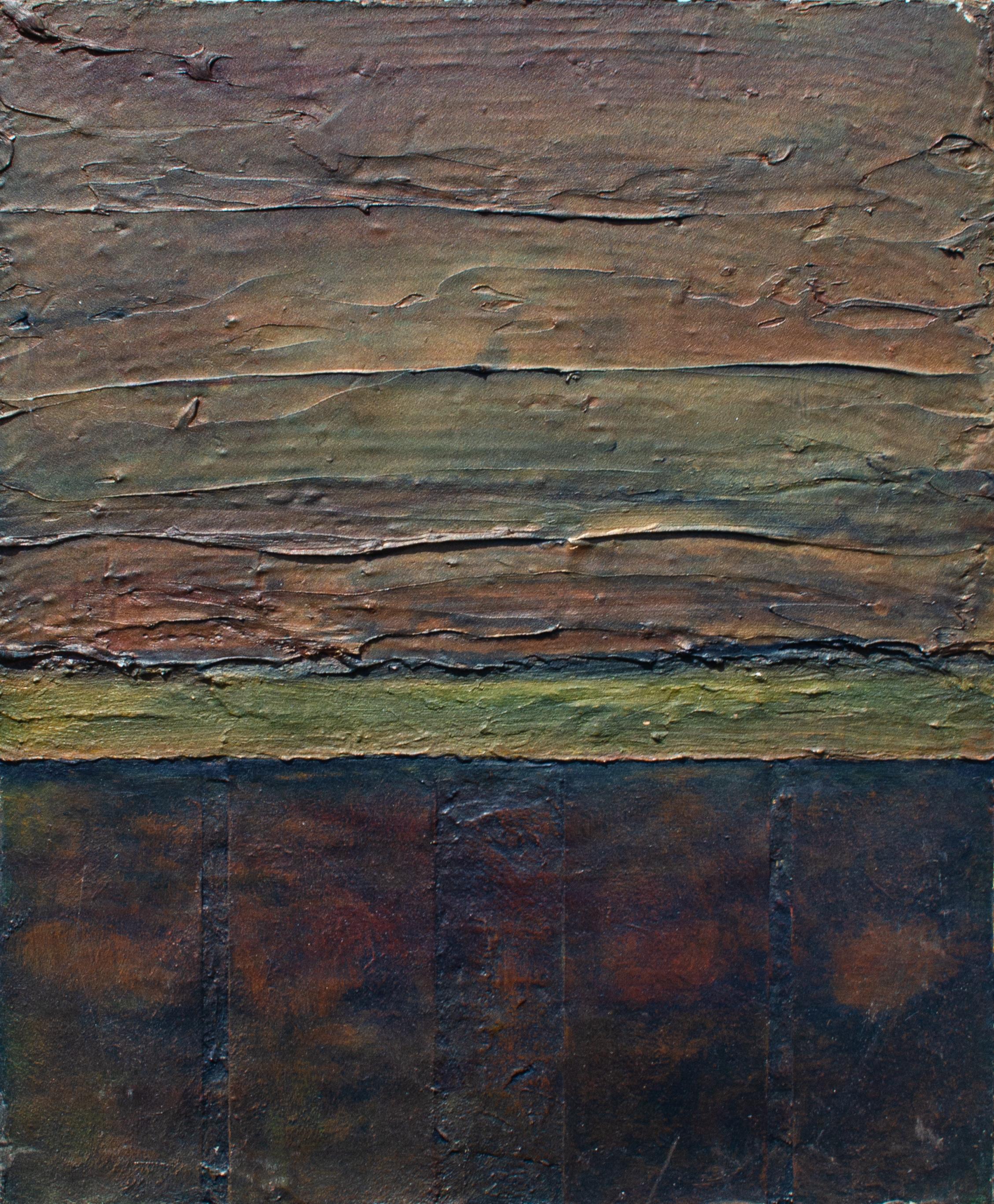 Bob Thomas (American, 1945-2018)
Altered Grounds #159, c. 2010
Mixed media on wood
24 x 20 x 1 in.

Robert “Bob” Thomas was an accomplished artist from Edgecomb known for his textured paintings of old walls in Beirut, Lebanon and his use of color to