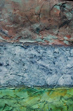 Textured Color Blocked Signed Painting, Mixed Media