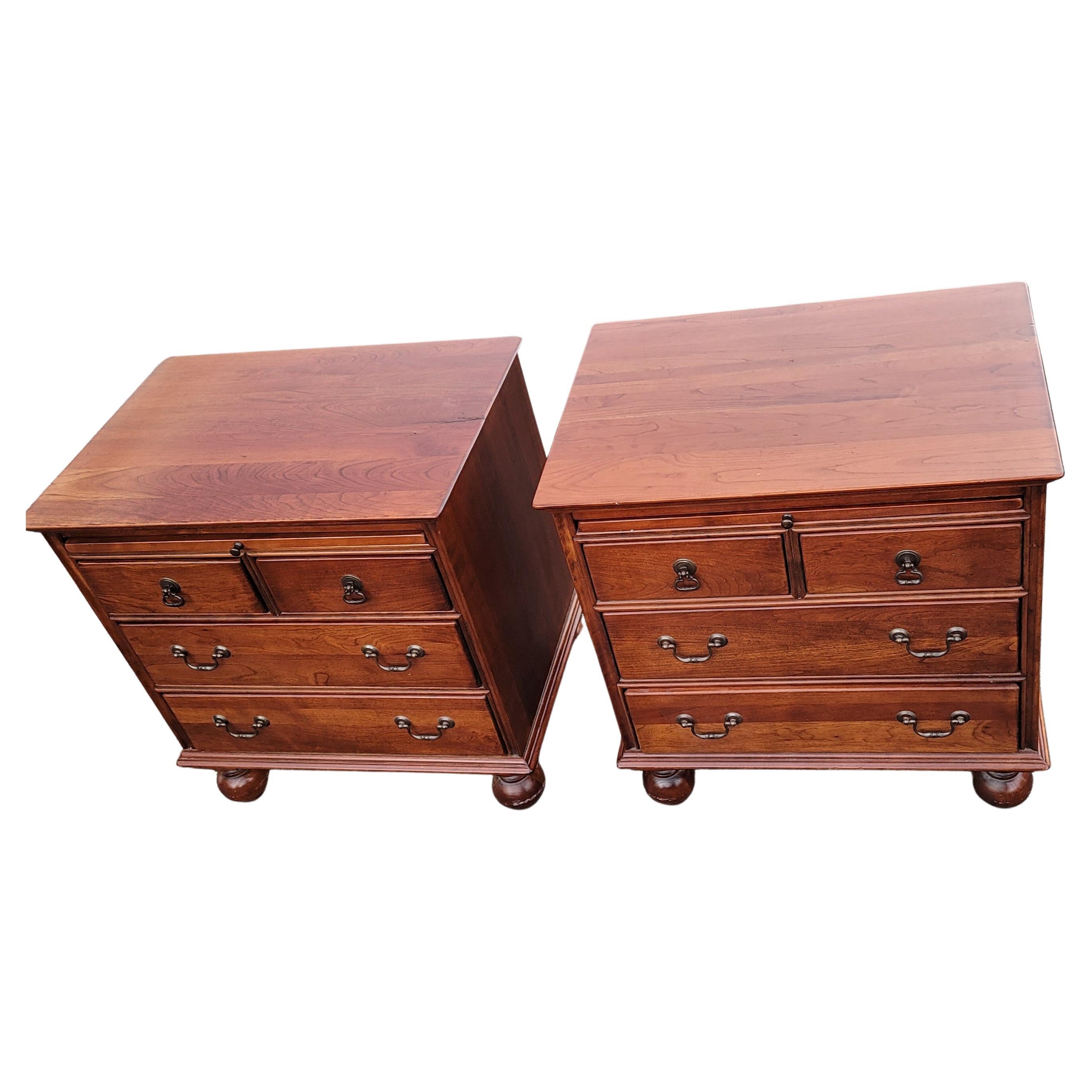 Bob Timberlake For Lexington 4-Drawer Wild Cherry Bedside Chests W Pull Out Tray 3
