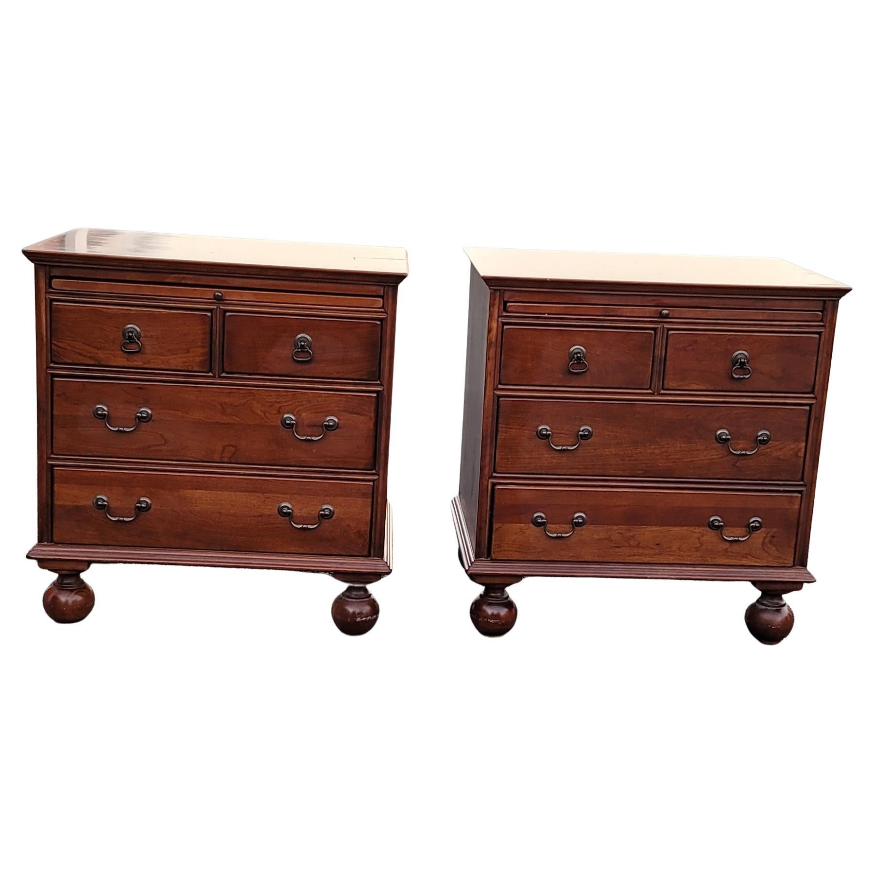 Bob Timberlake For Lexington 4-Drawer Wild Cherry Bedside Chests W Pull Out Tray 4