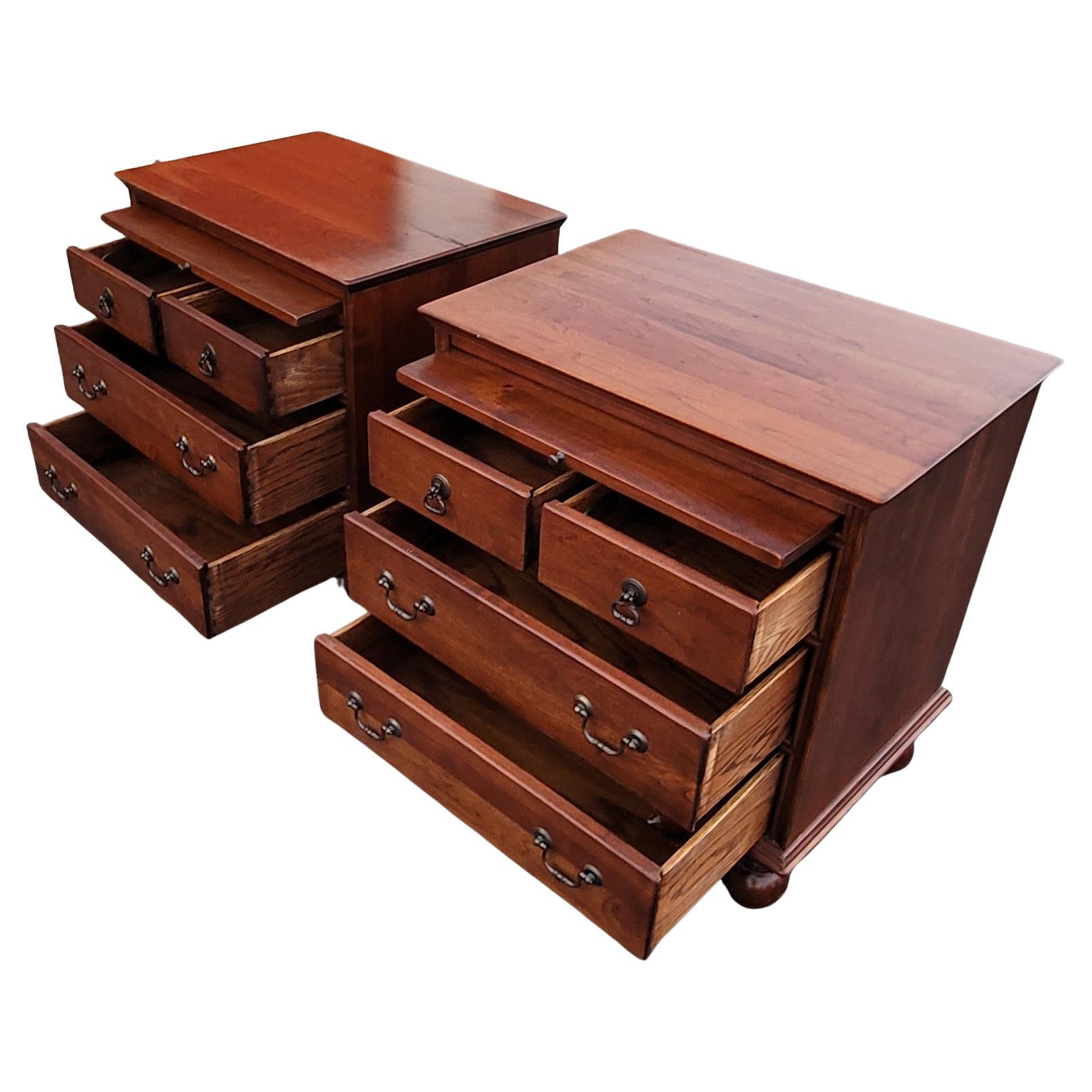 Organic Modern Bob Timberlake For Lexington 4-Drawer Wild Cherry Bedside Chests W Pull Out Tray