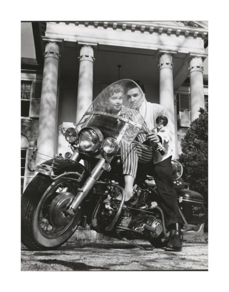 Bob Williams Portrait Photograph - Elvis Presley and Sweetheart on Motorcycle