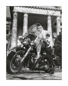 Vintage Elvis Presley and Sweetheart on Motorcycle