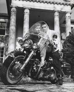 Vintage Elvis Presley with his Harley Davidson Motorcycle Fine Art Print