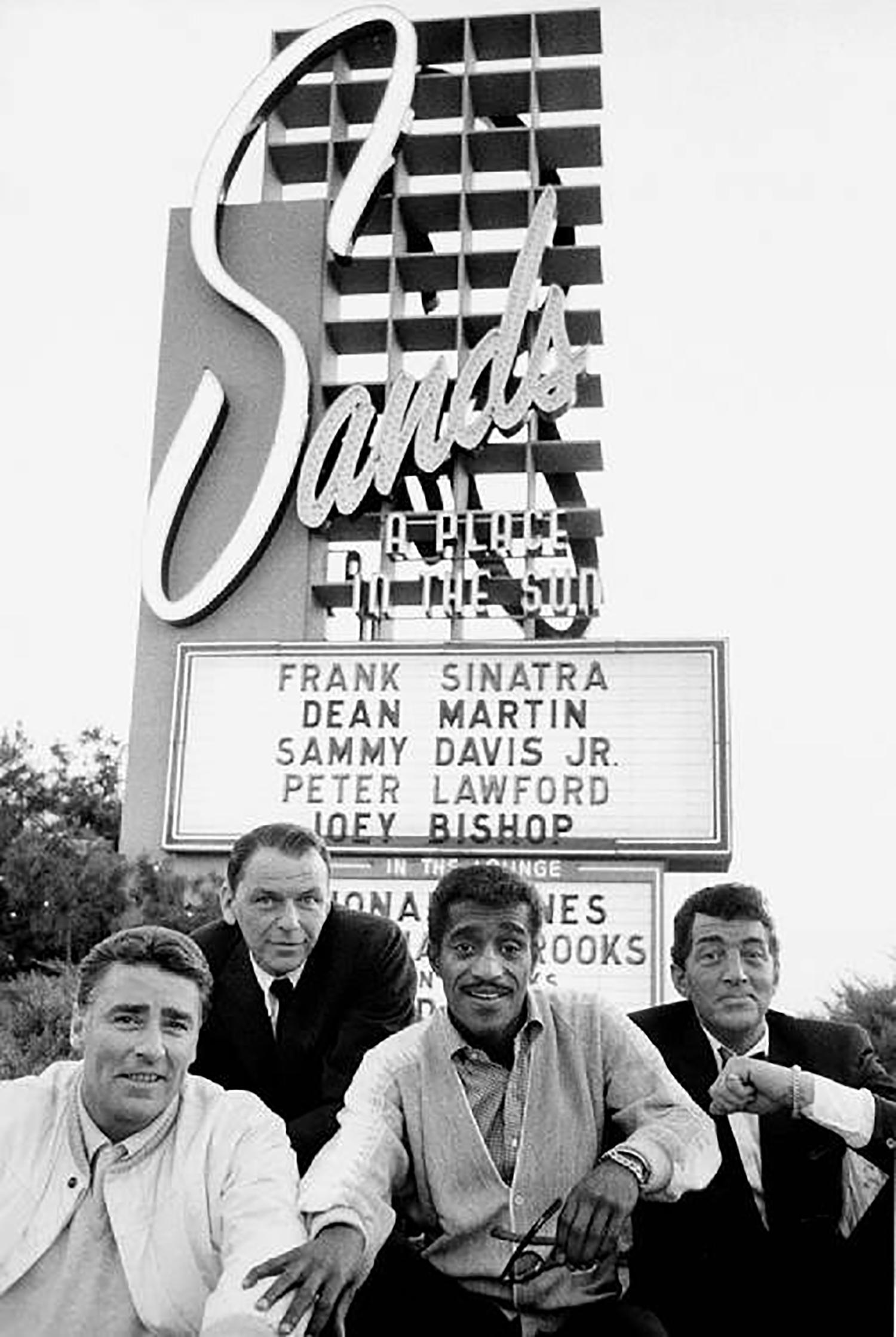 Bob Willoughby Black and White Photograph - Rat Pack in Front of the Sands Hotel