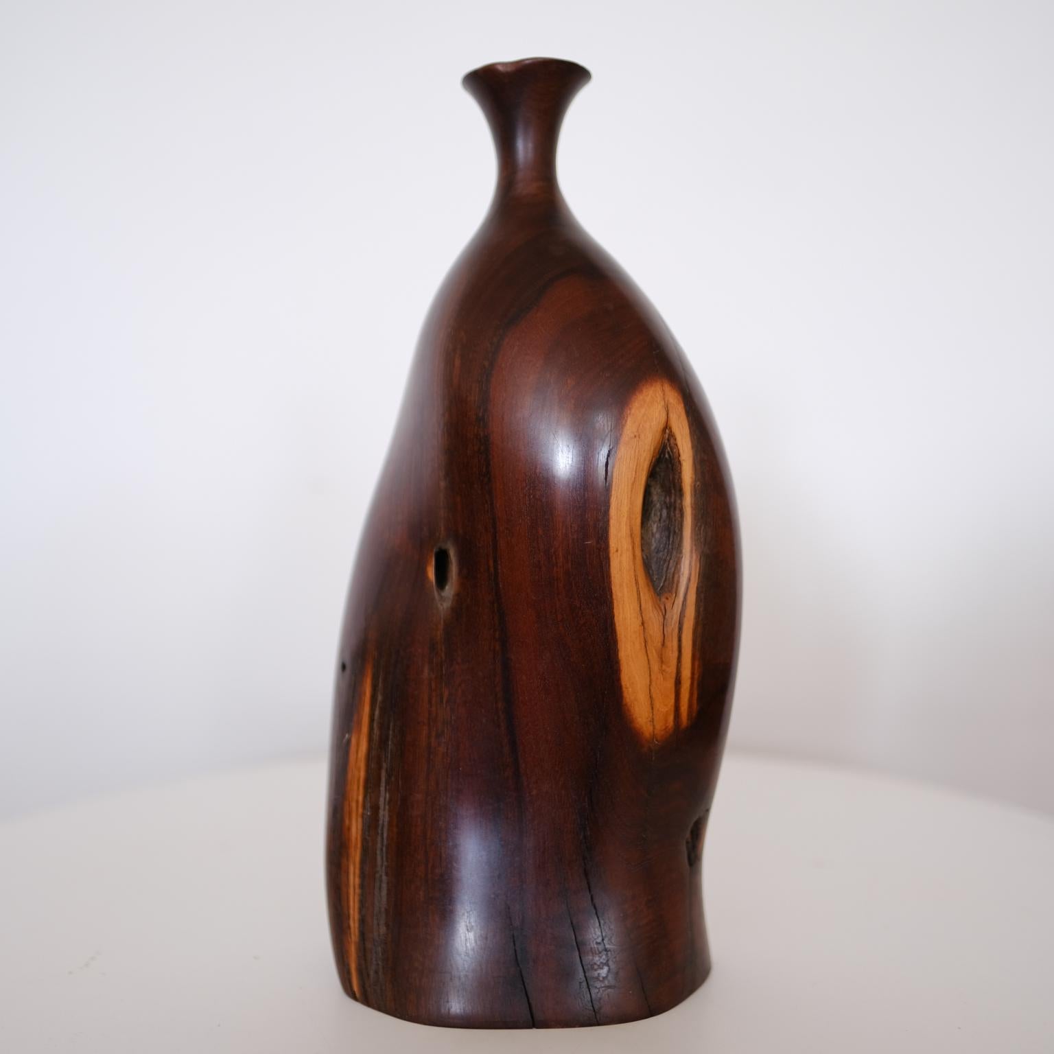 Organic Modern Bob Womack Sculptural Wood Vase For Sale